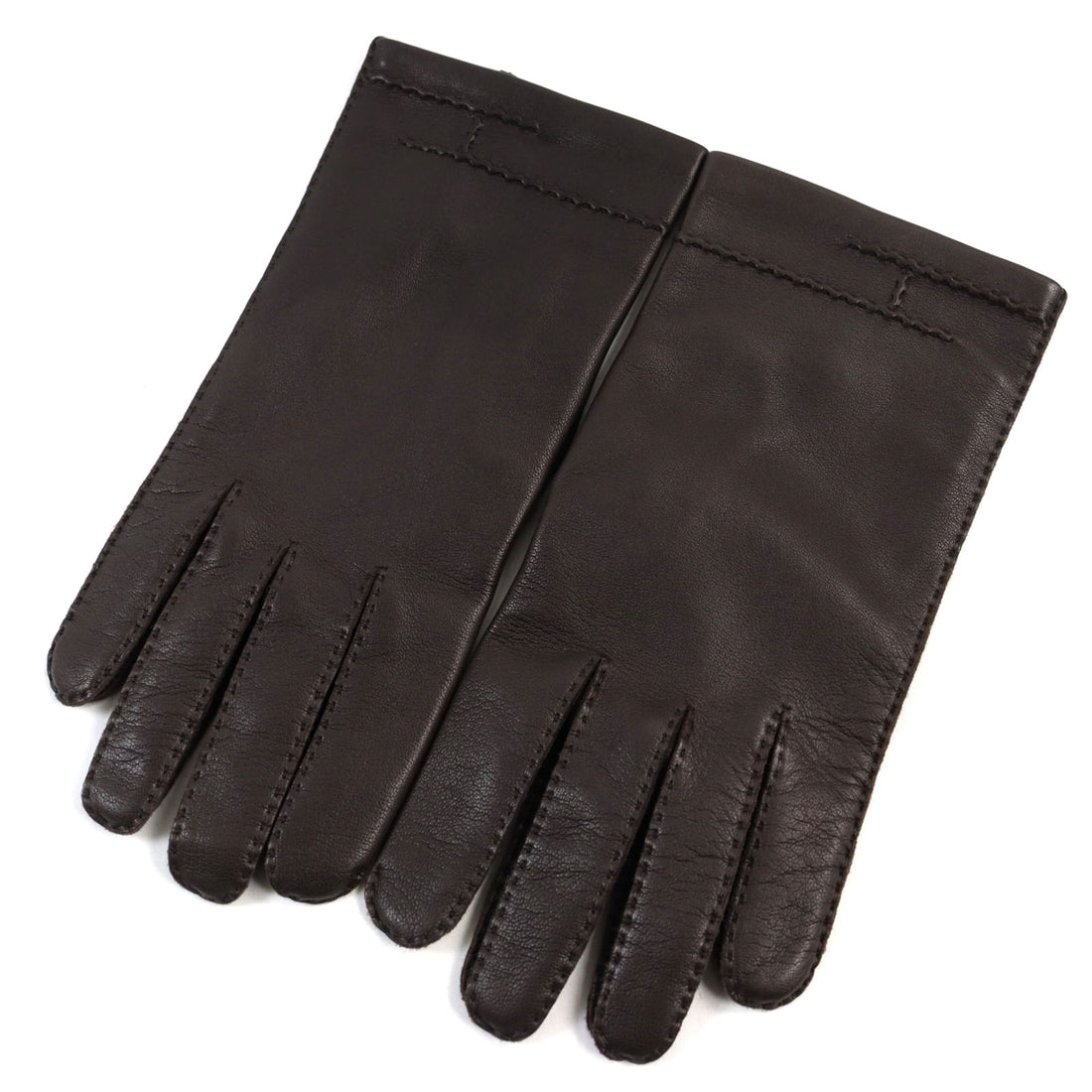 HERMES Lamb Leather Silk H Logo Men's Gloves