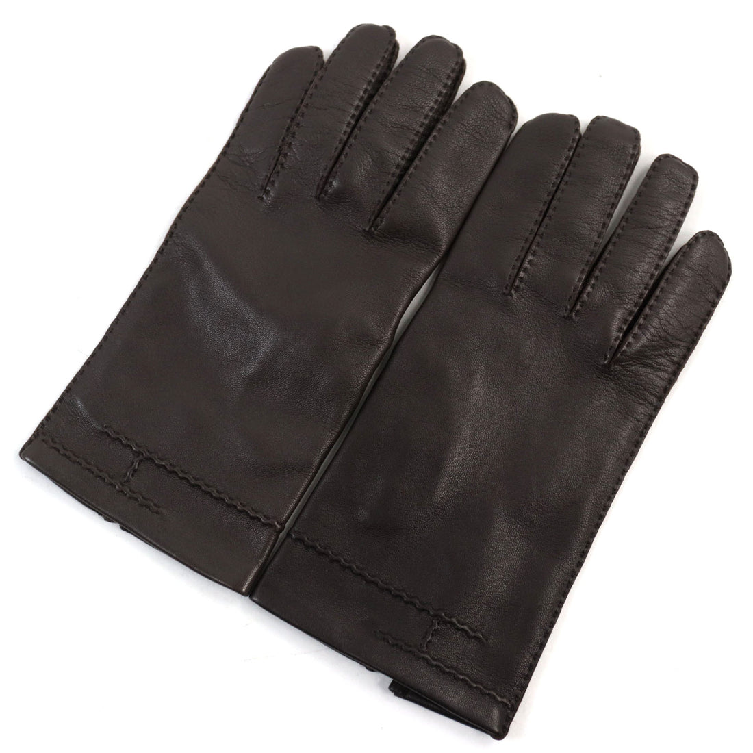 HERMES Lamb Leather Silk H Logo Men's Gloves