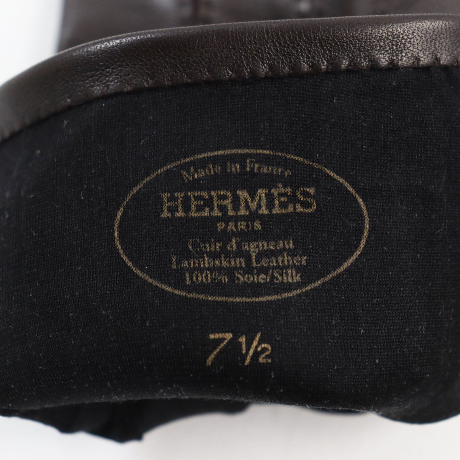 HERMES Lamb Leather Silk H Logo Men's Gloves