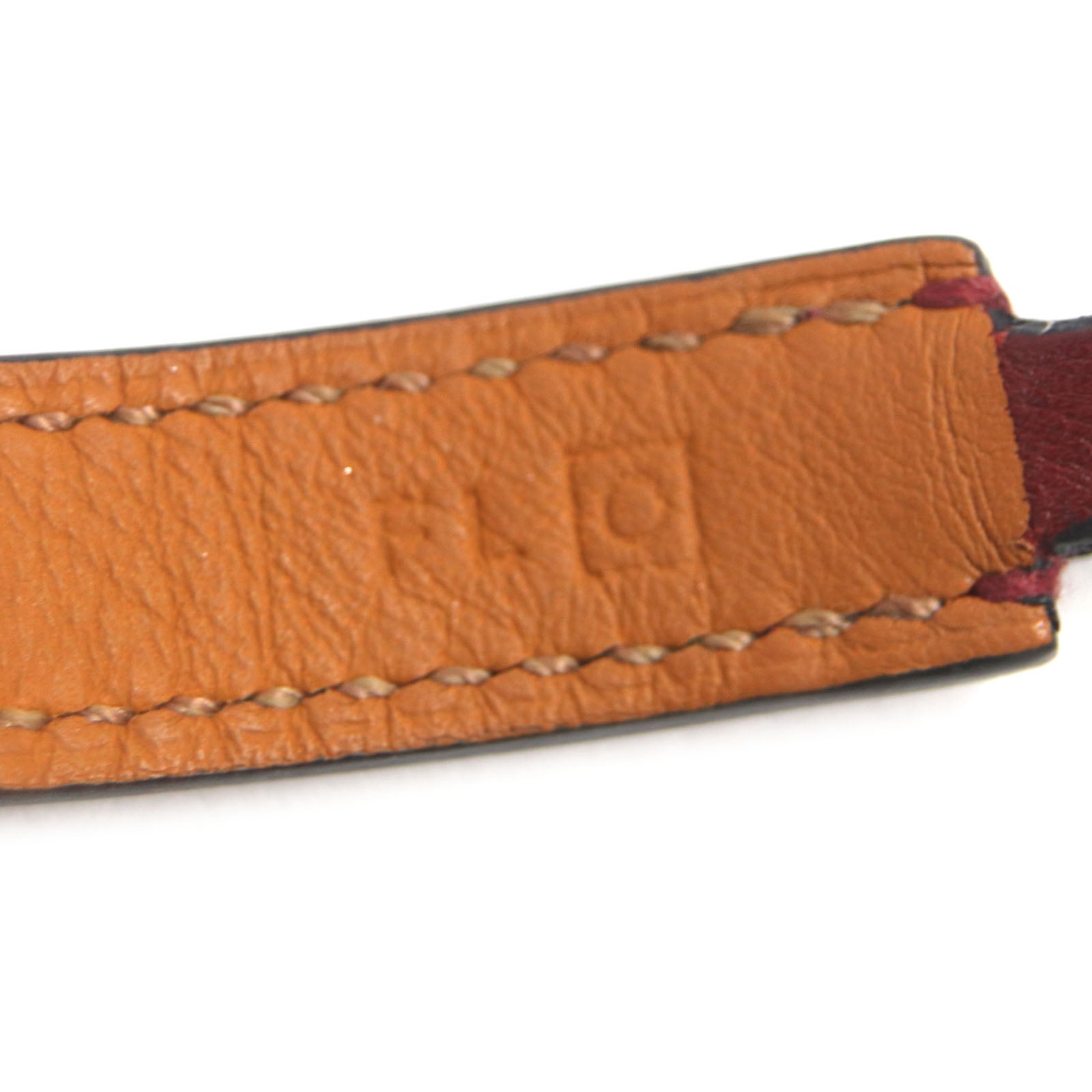 Hermes Leather Silver Bracelet Red Brown