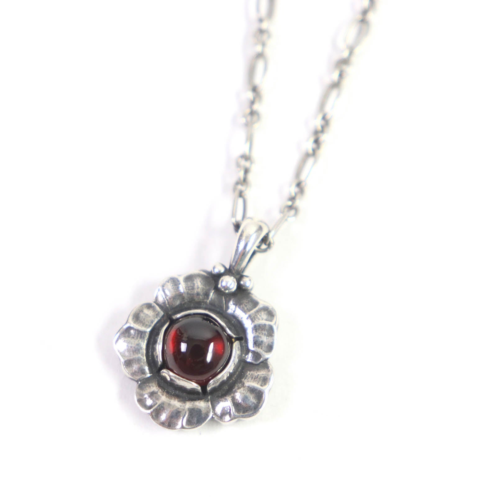 Georg Jensen Garnet Flower Necklace SV925 Silver