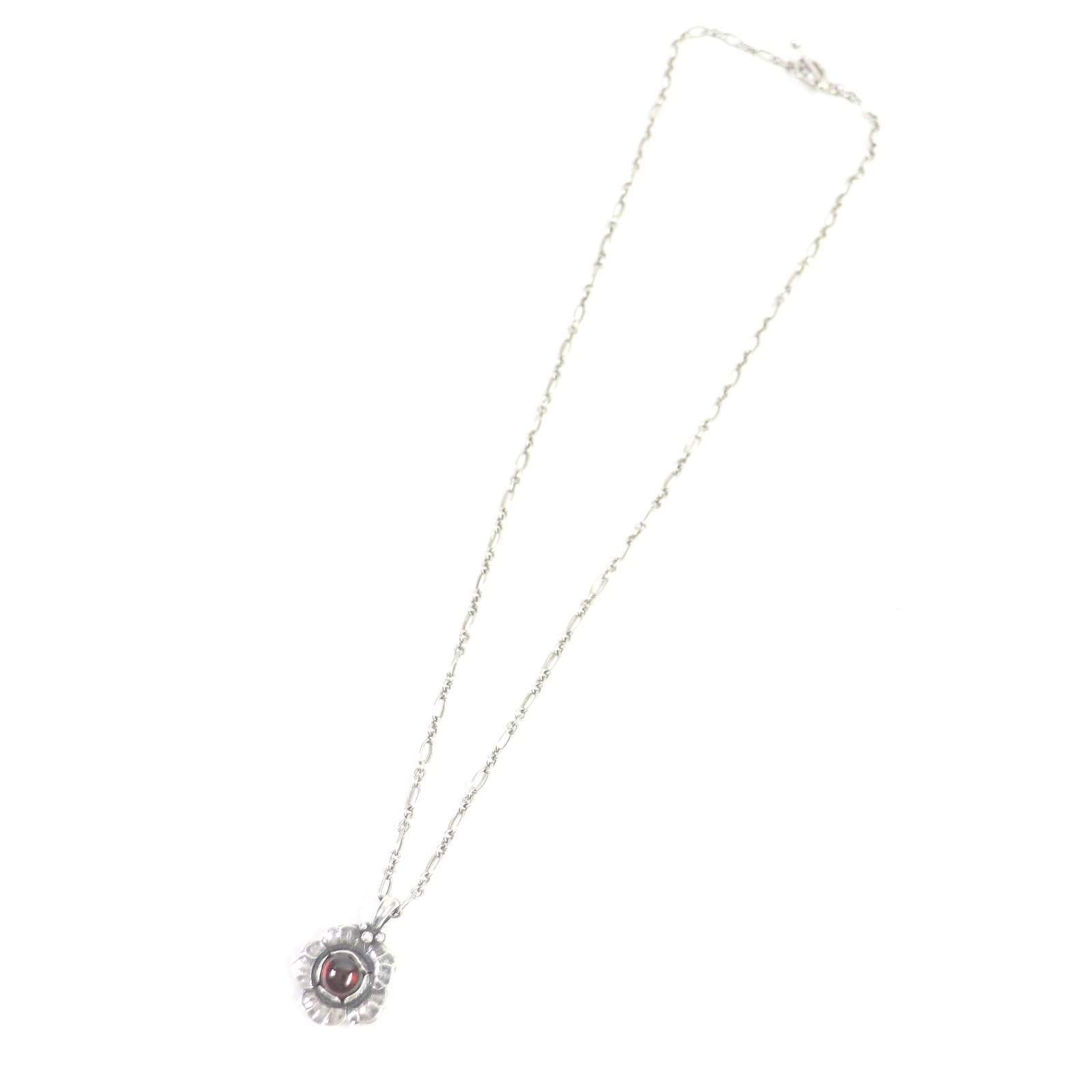 Georg Jensen Garnet Flower Necklace SV925 Silver