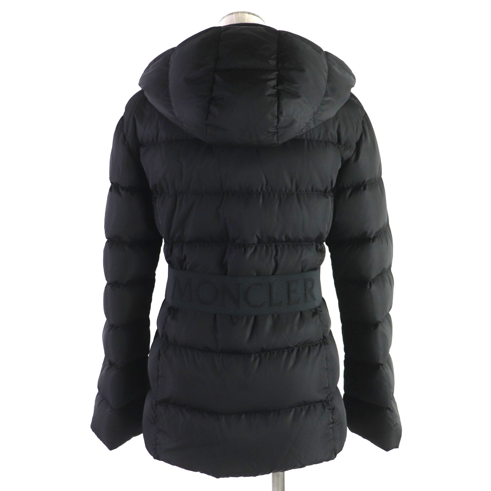 MONCLER Nylon Down Jacket with Hood and Belt