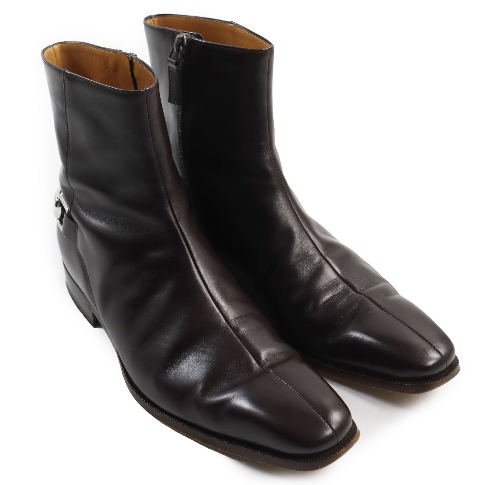 Gucci Horsebit Leather Boots Dark Brown