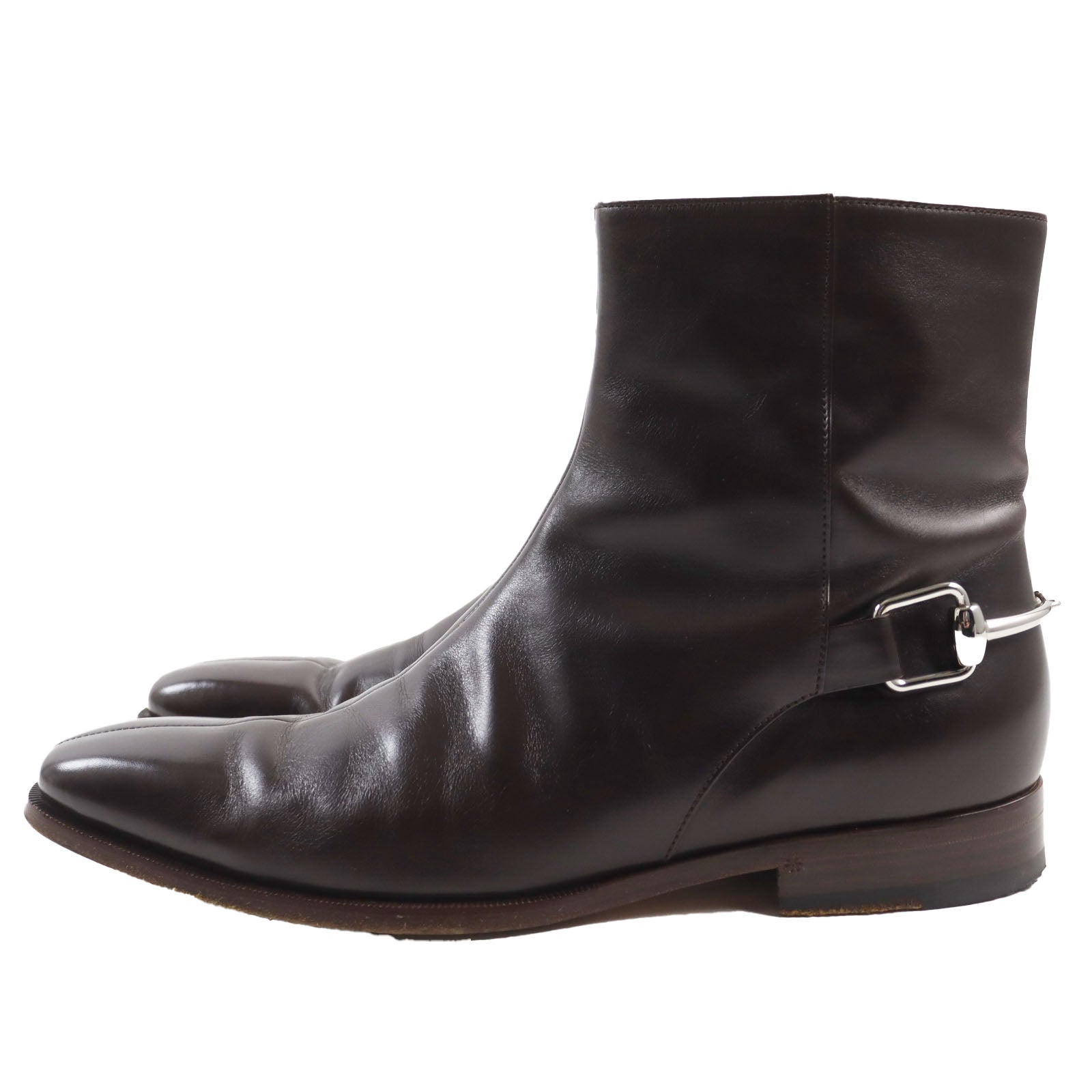 Gucci Horsebit Leather Boots Dark Brown