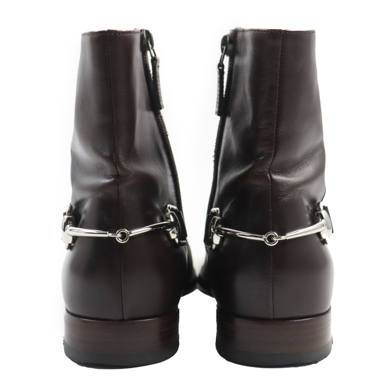 Gucci Horsebit Leather Boots Dark Brown