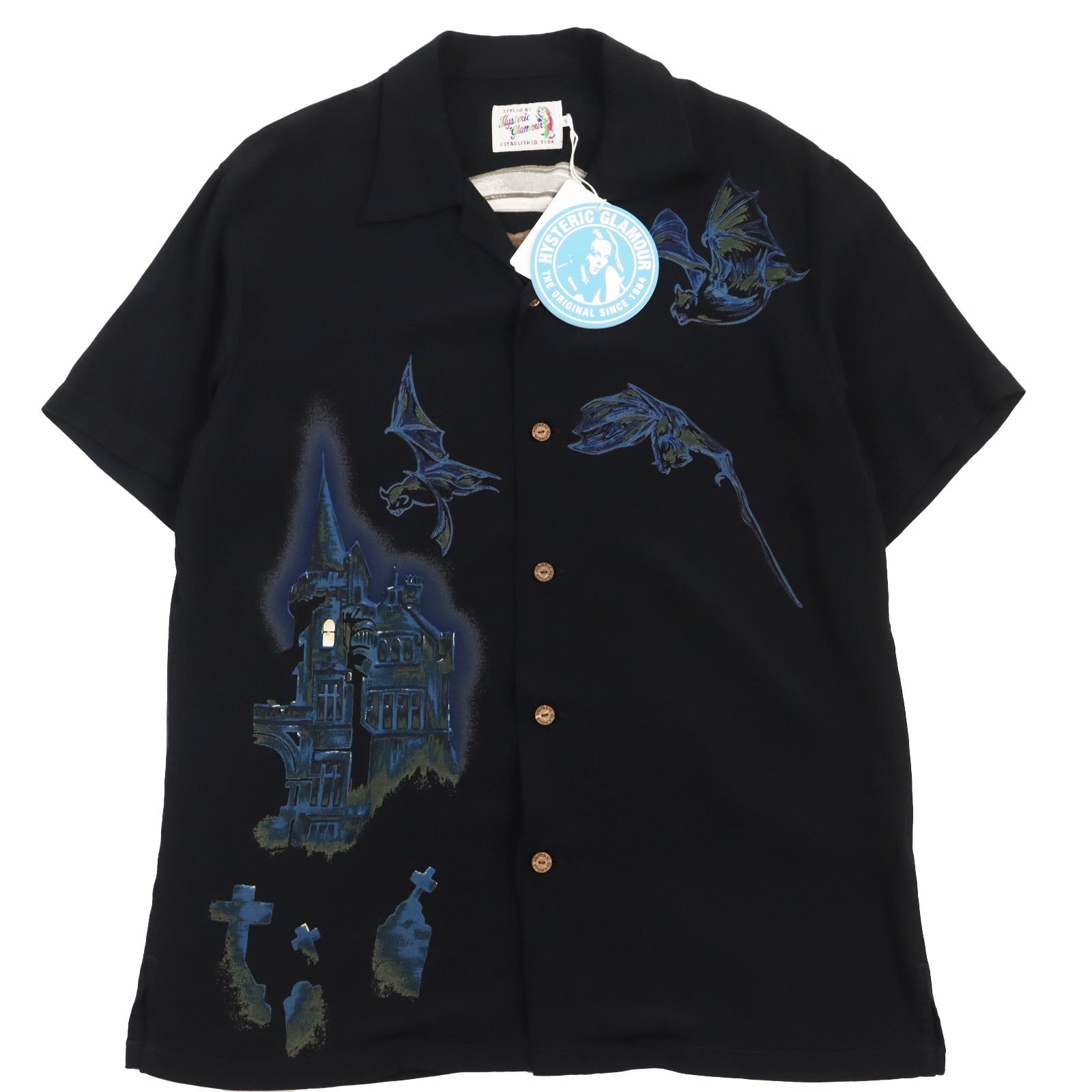 HYSTERIC GLAMOUR GRIM REAPER Aloha Shirt Black S