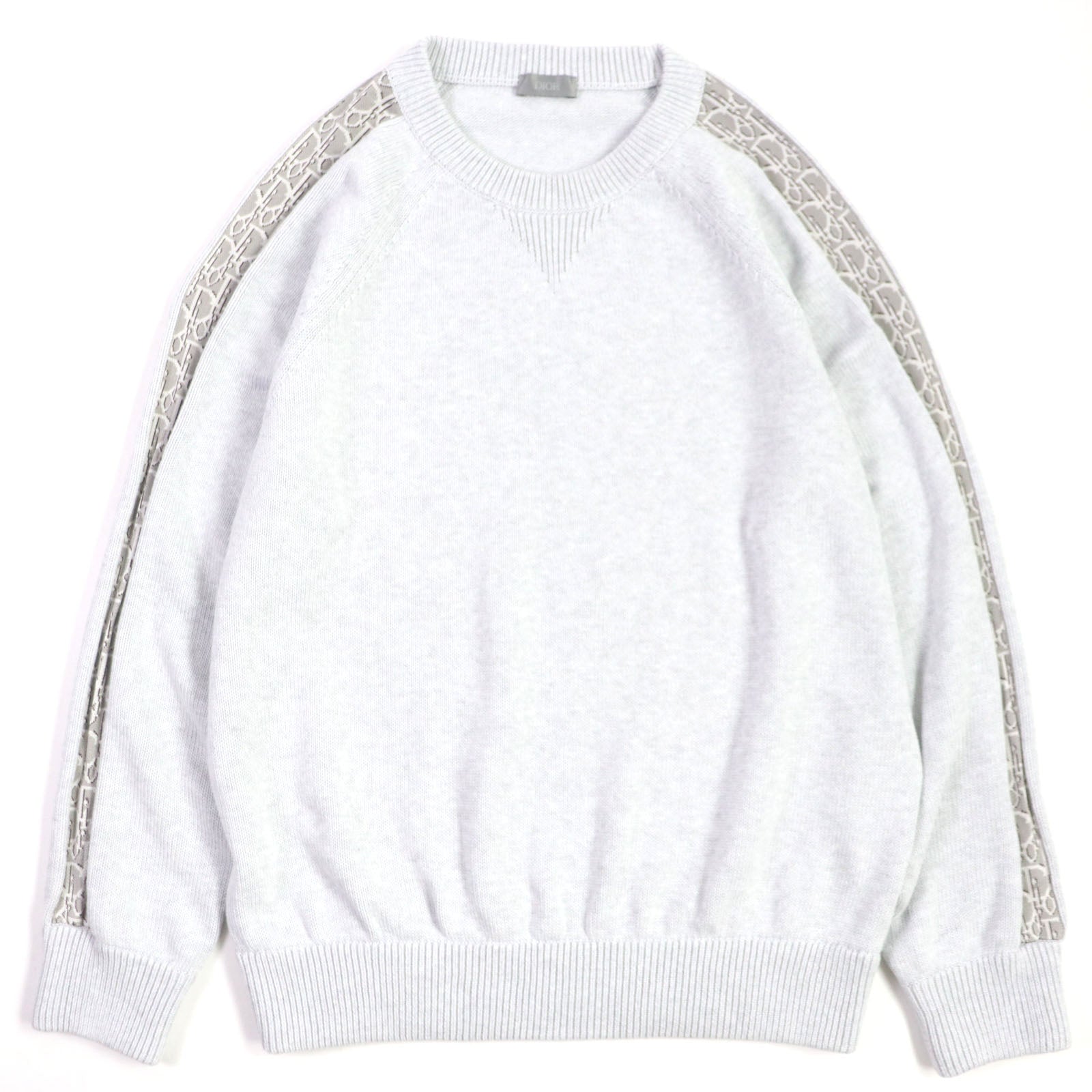 Dior Cotton Silk Knit Sweater Light Gray L