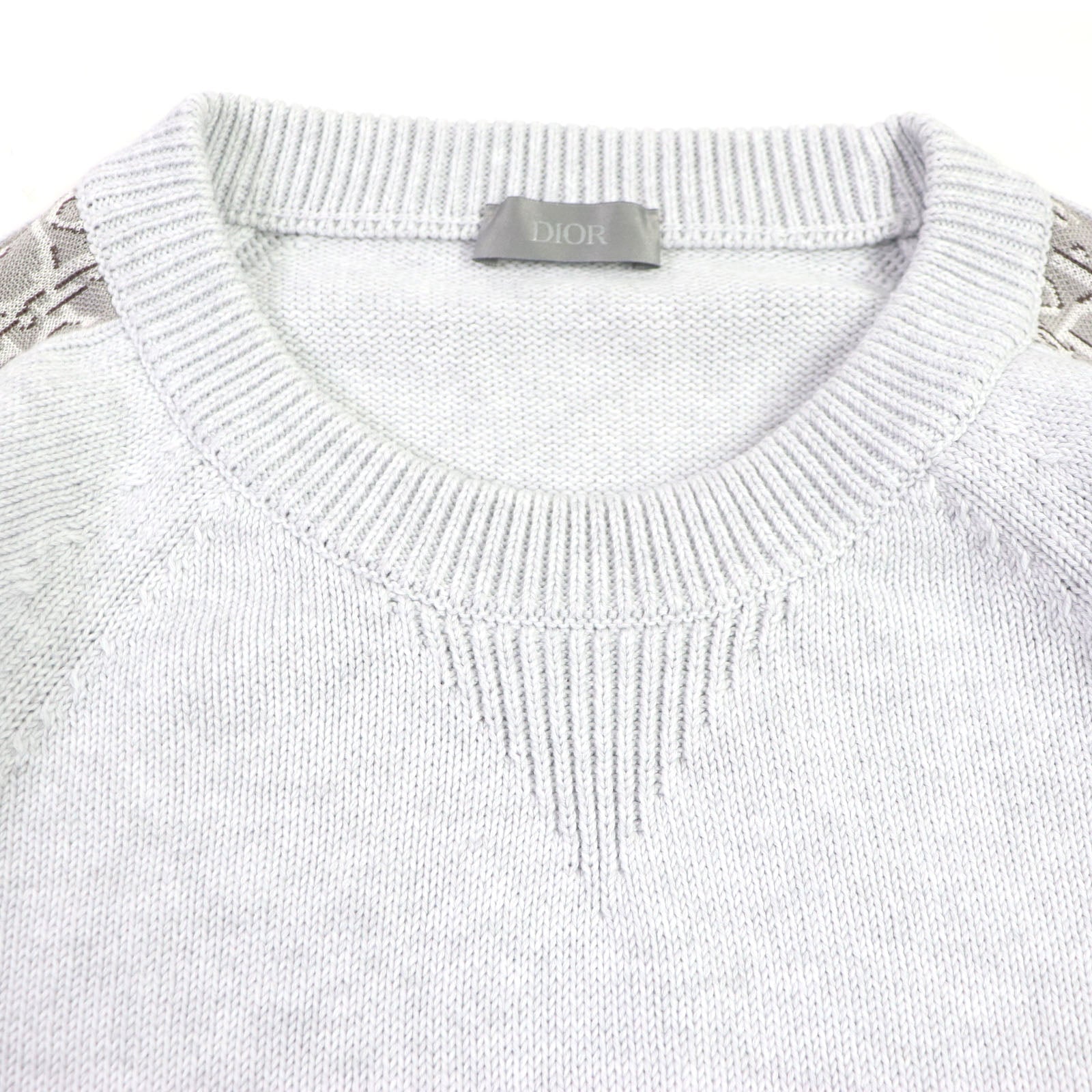 Dior Cotton Silk Knit Sweater Light Gray L