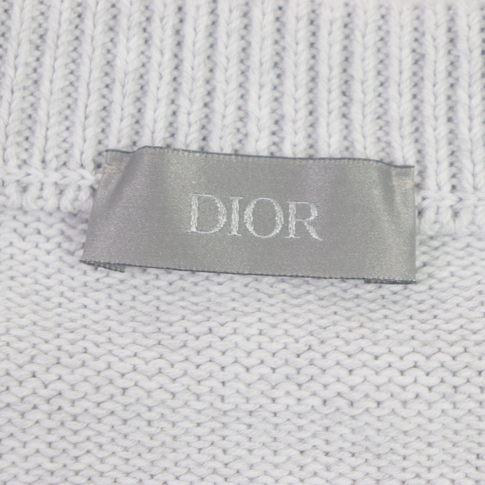 Dior Cotton Silk Knit Sweater Light Gray L