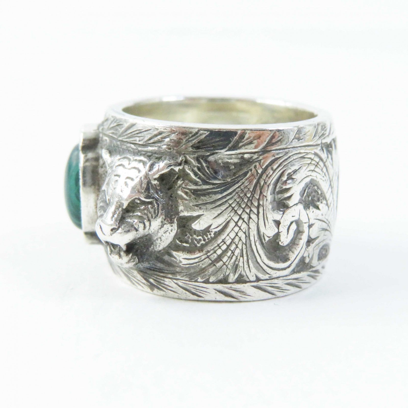 GUCCI Garden Tiger Head Ring Silver 15