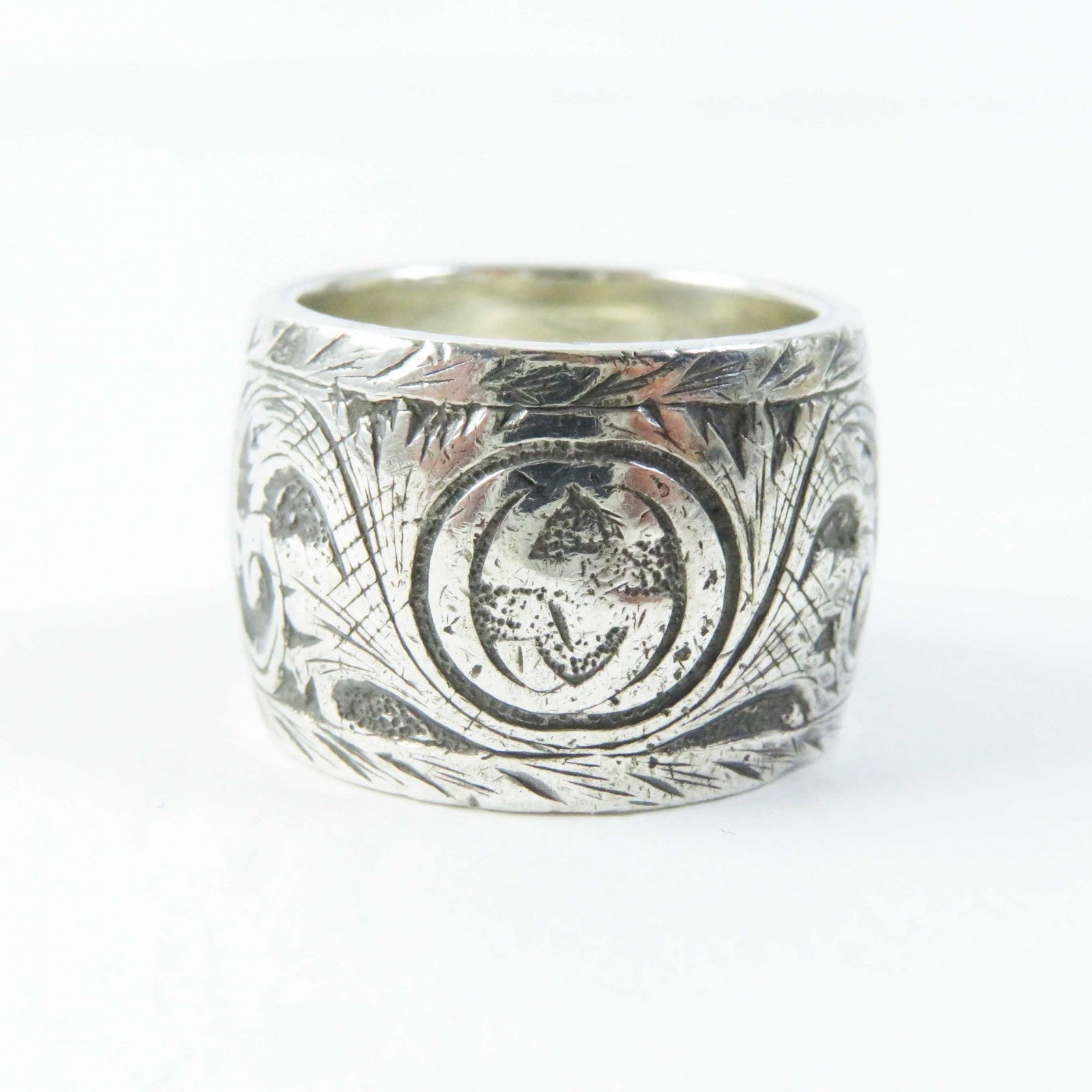 GUCCI Garden Tiger Head Ring Silver 15