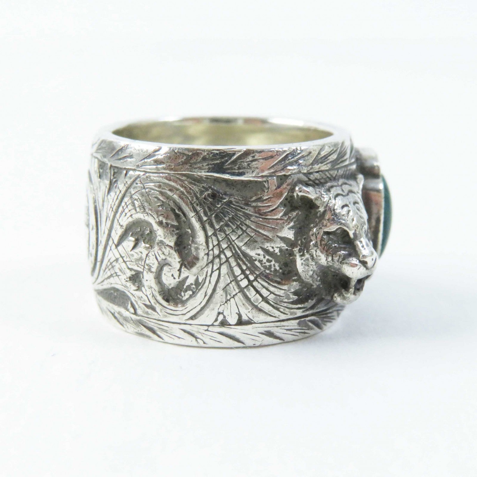 GUCCI Garden Tiger Head Ring Silver 15