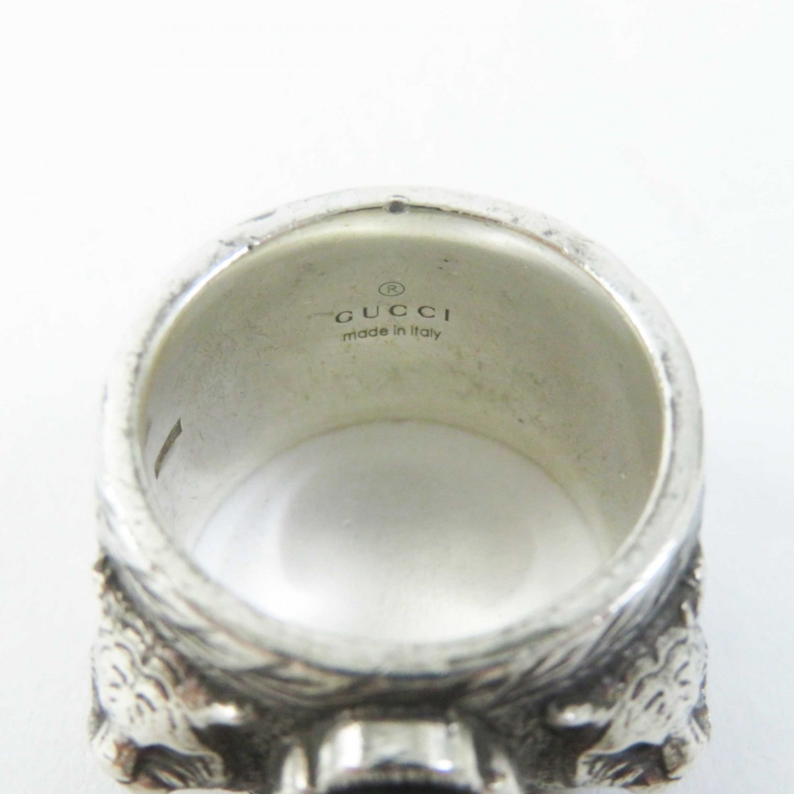 GUCCI Garden Tiger Head Ring Silver 15