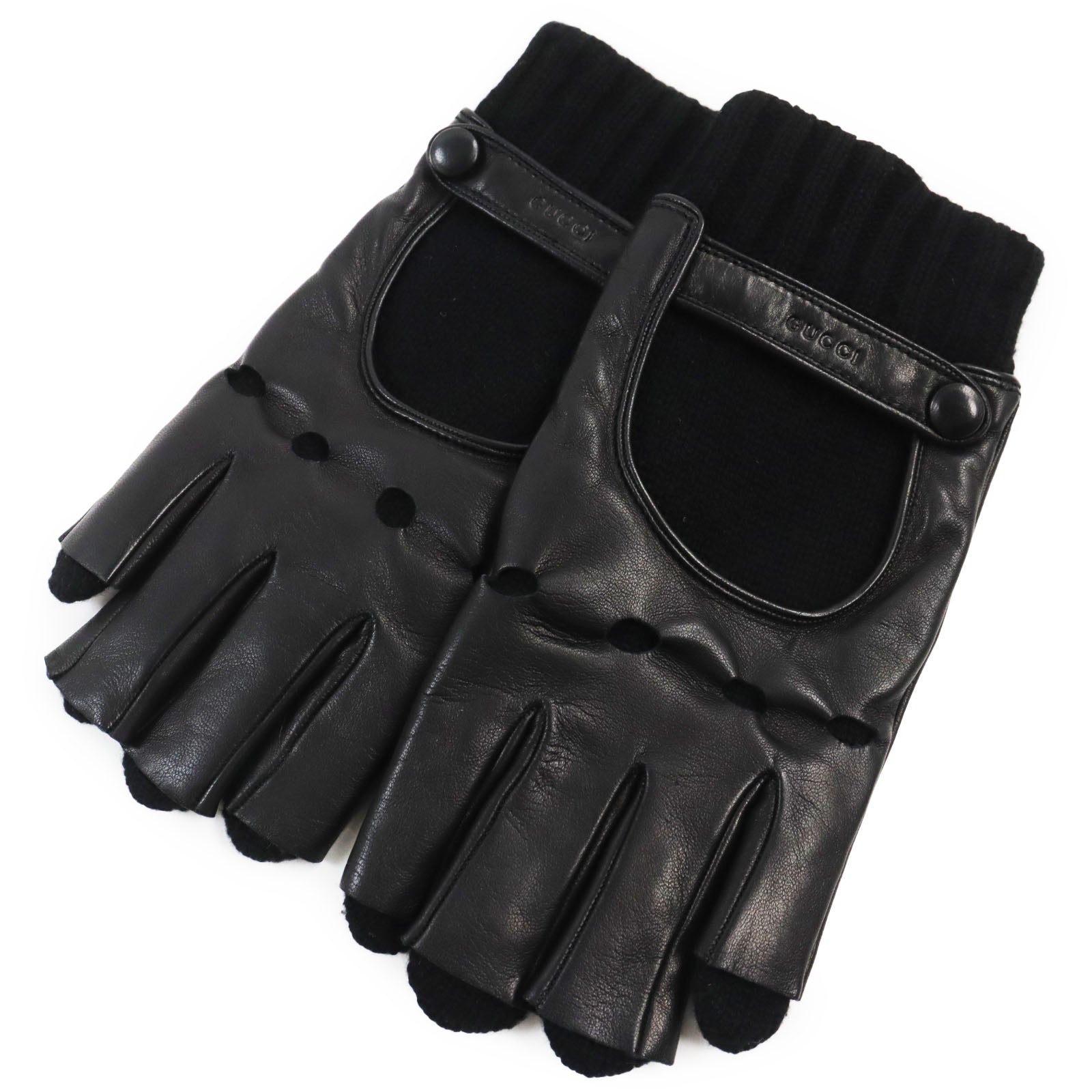 Gucci Lamb Leather Cashmere Logo Driving Gloves