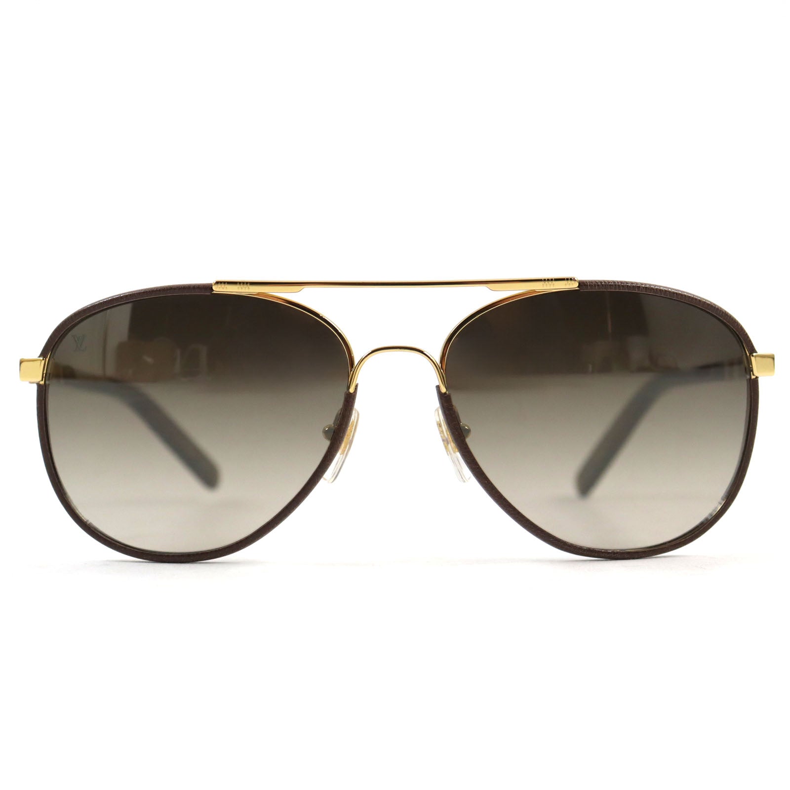 Louis Vuitton Pilot Damier Sunglasses Gold Brown