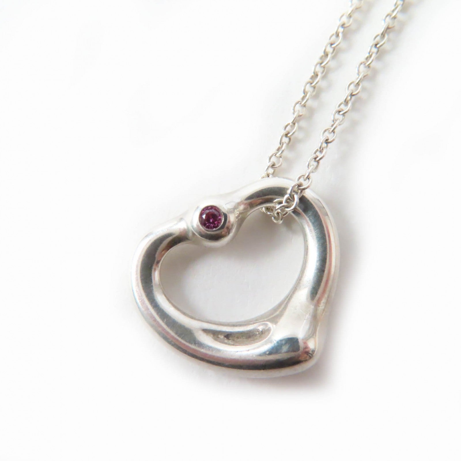 Tiffany & Co Pink Sapphire Open Heart Necklace