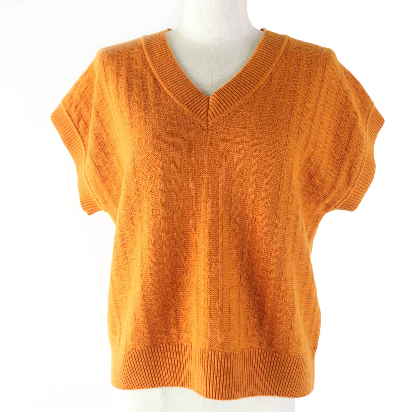 Hermes Wool H-pattern V-neck Knit Top