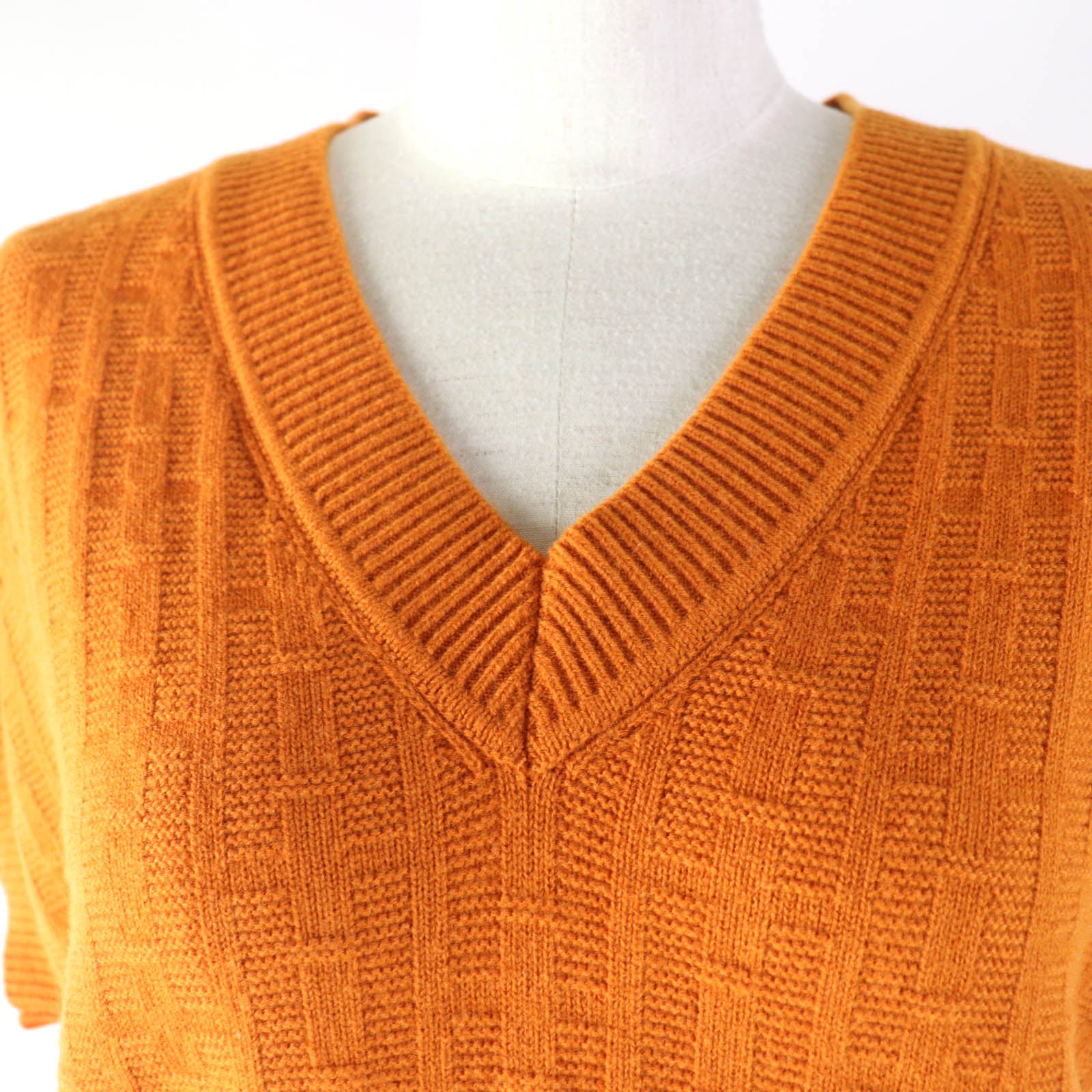 Hermes Wool H-pattern V-neck Knit Top