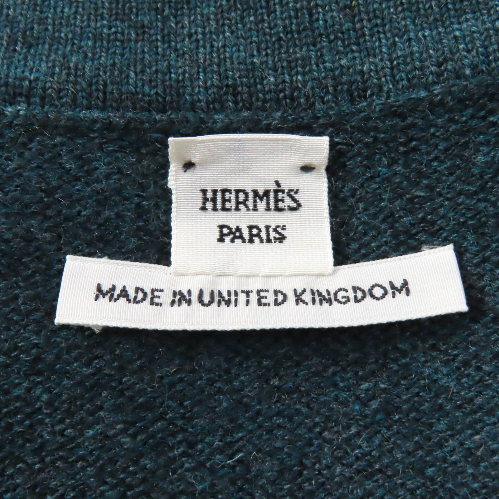 HERMES Cashmere H Plate Knit Top Green