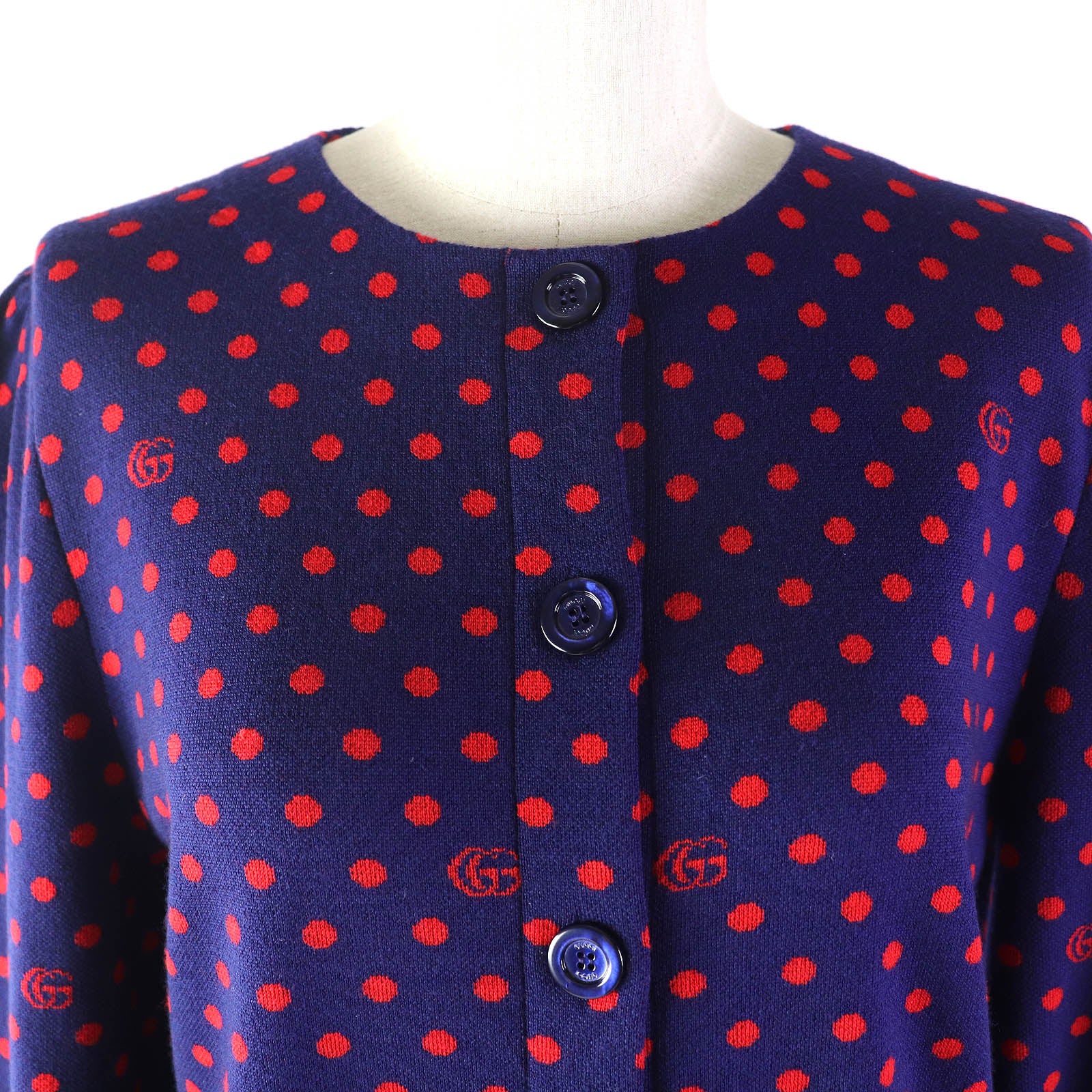 Gucci Wool Dot Pattern Logo Cardigan