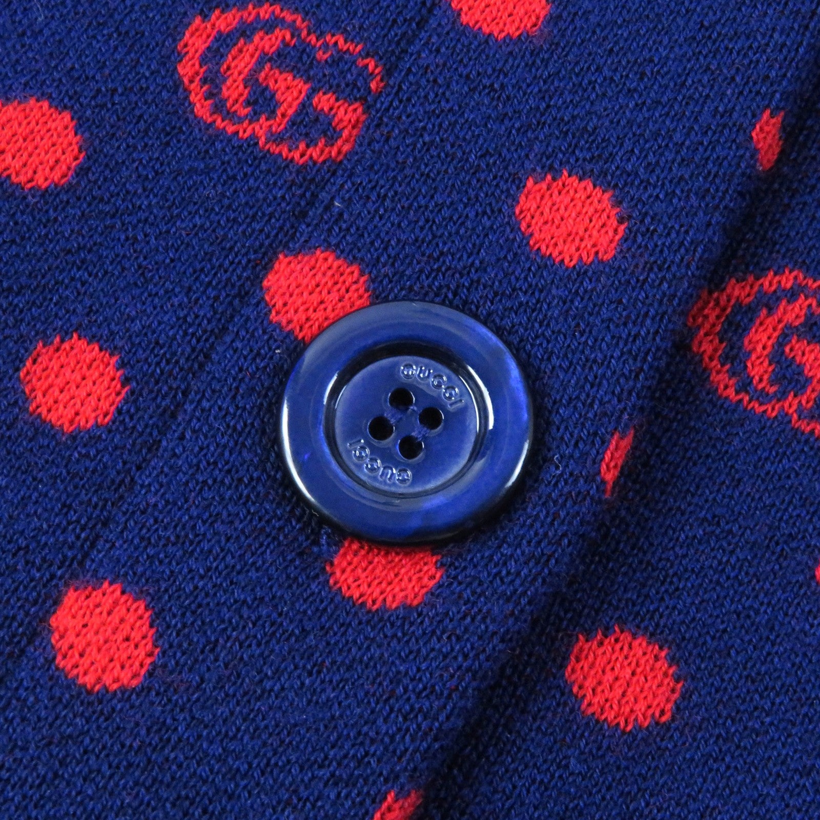 Gucci Wool Dot Pattern Logo Cardigan