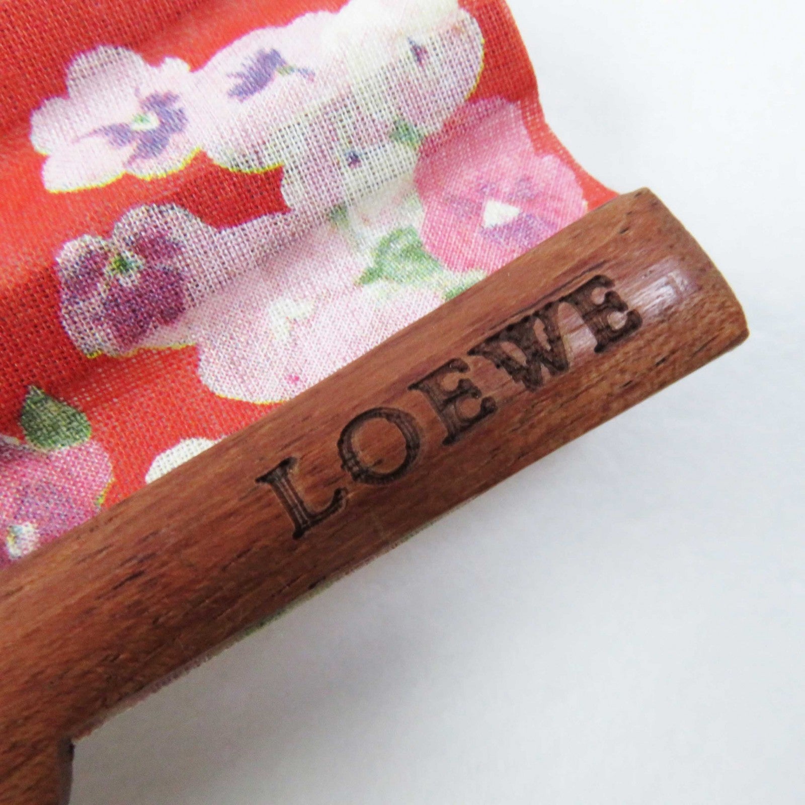 LOEWE Anagram Floral Print Wood Fan