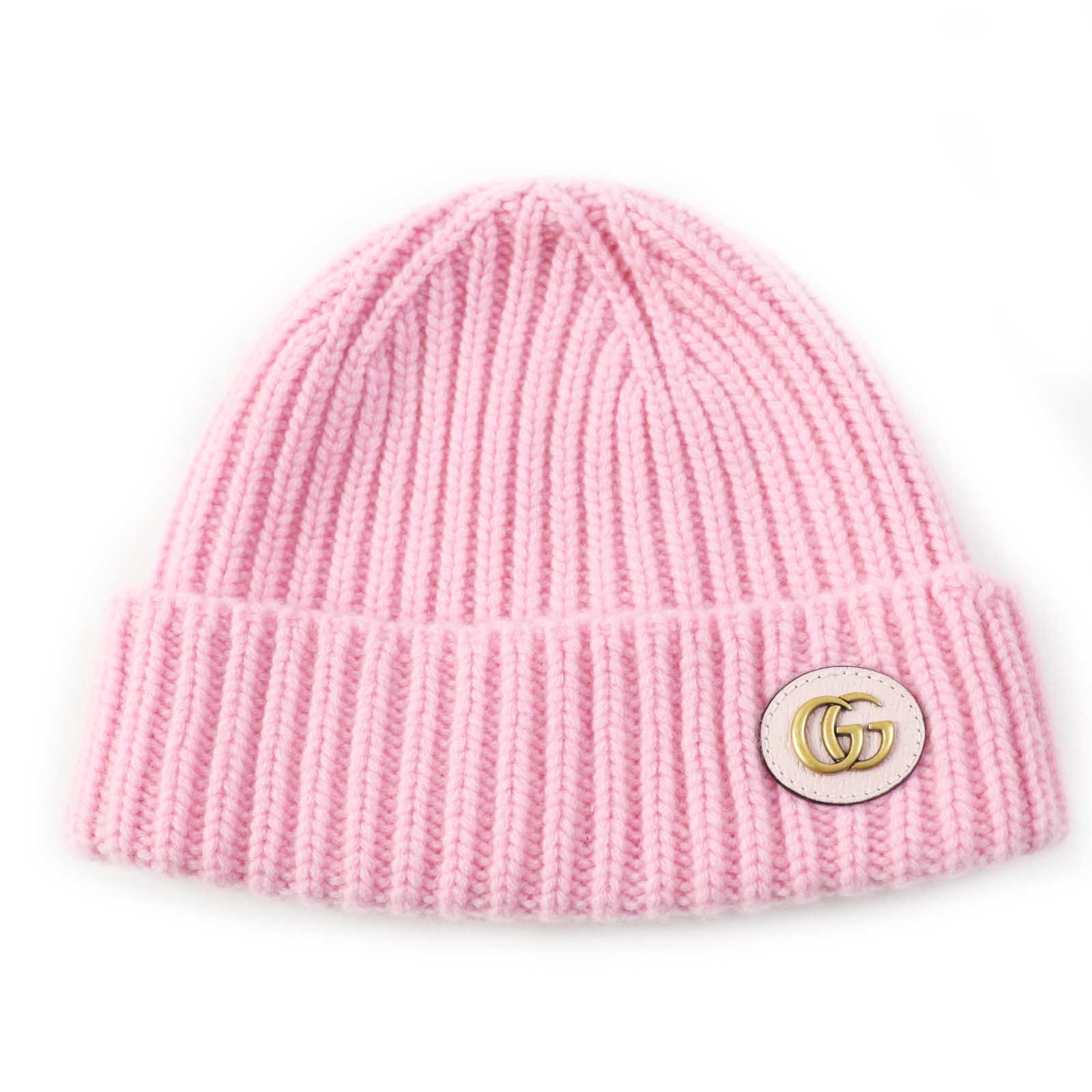 GUCCI Wool Cashmere Leather Knit Hat Women