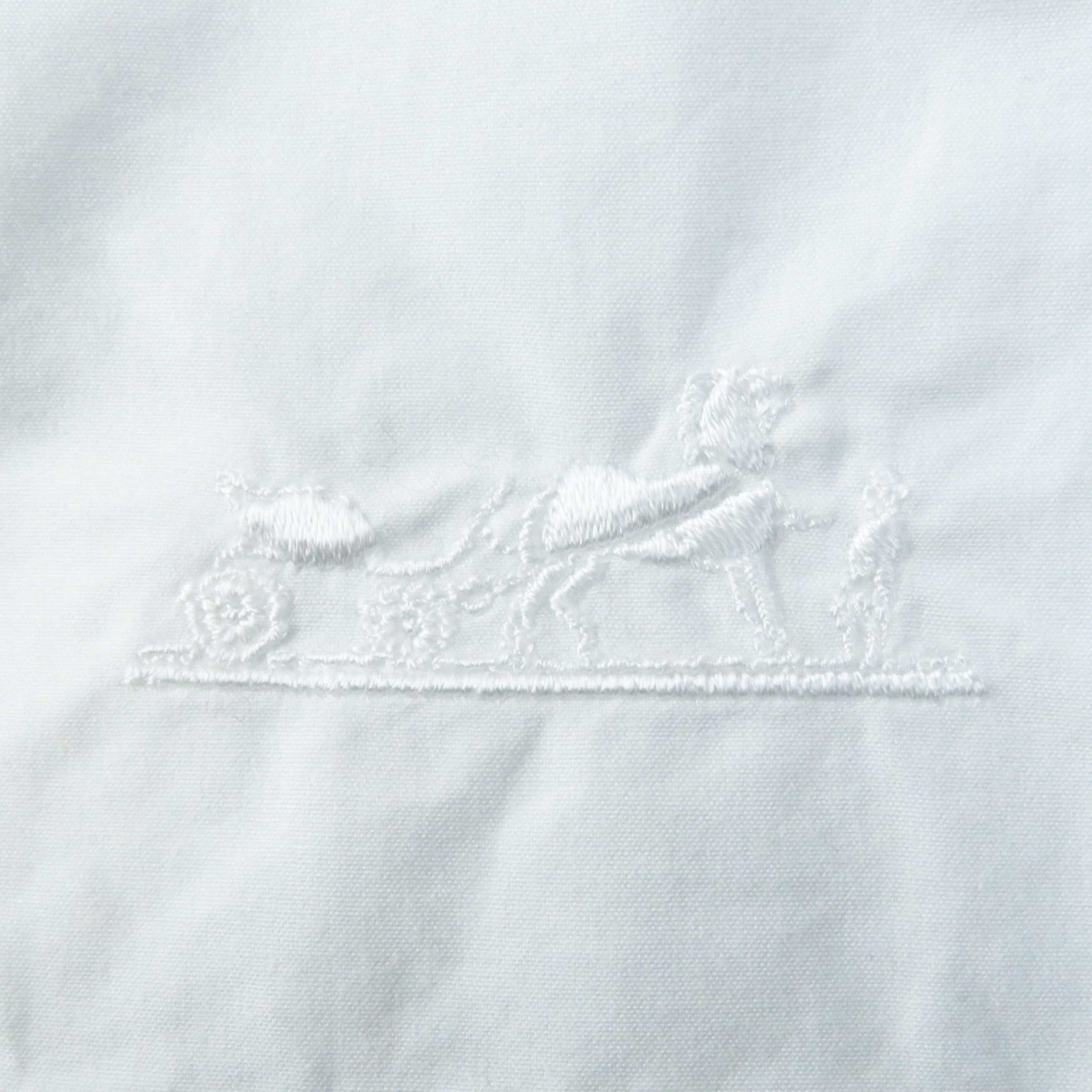 Hermes Caleche Embroidery Button Shirt White