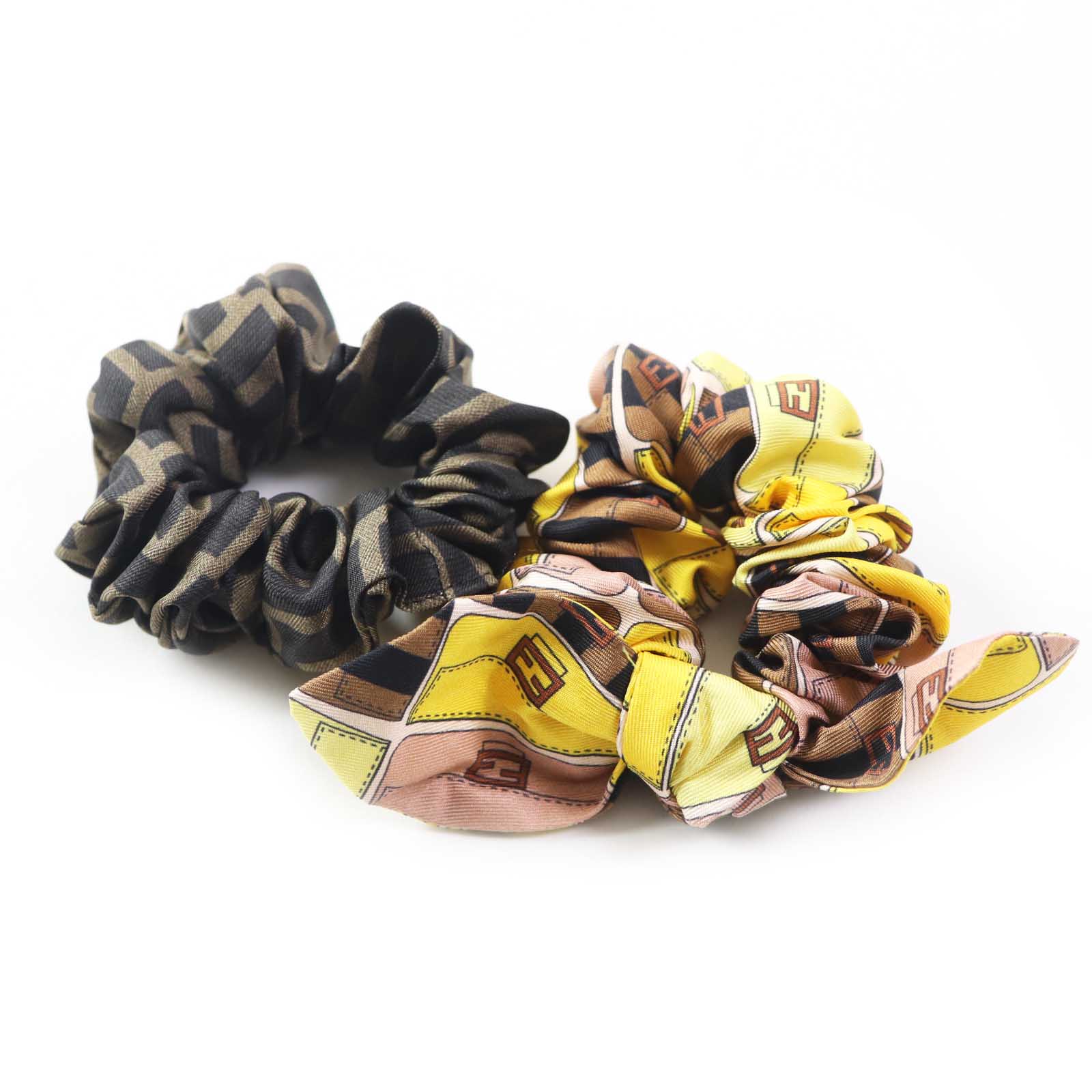 Fendi Silk FF Logo Zucca Scrunchies Set