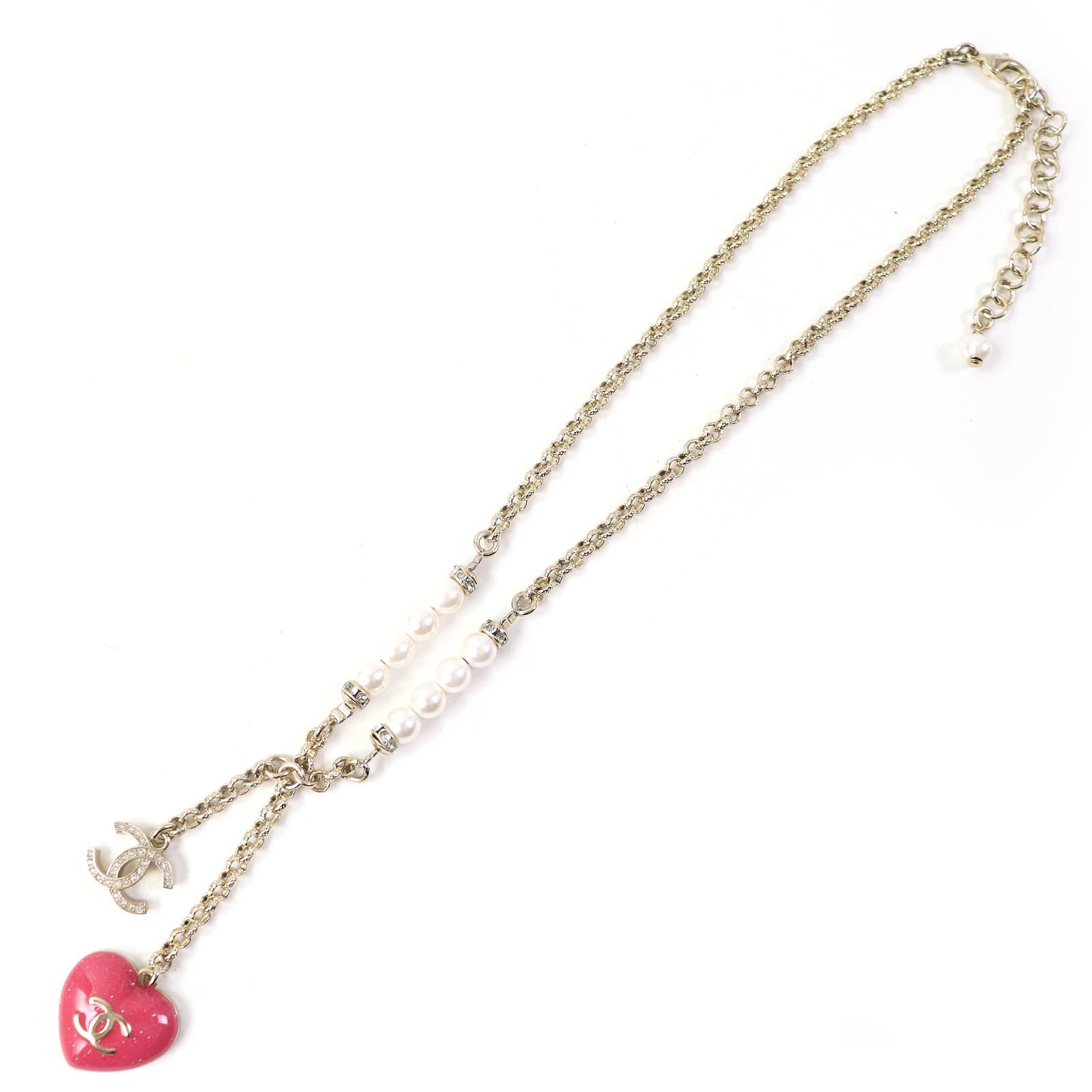 Chanel Heart Pearl Rhinestone Choker Necklace