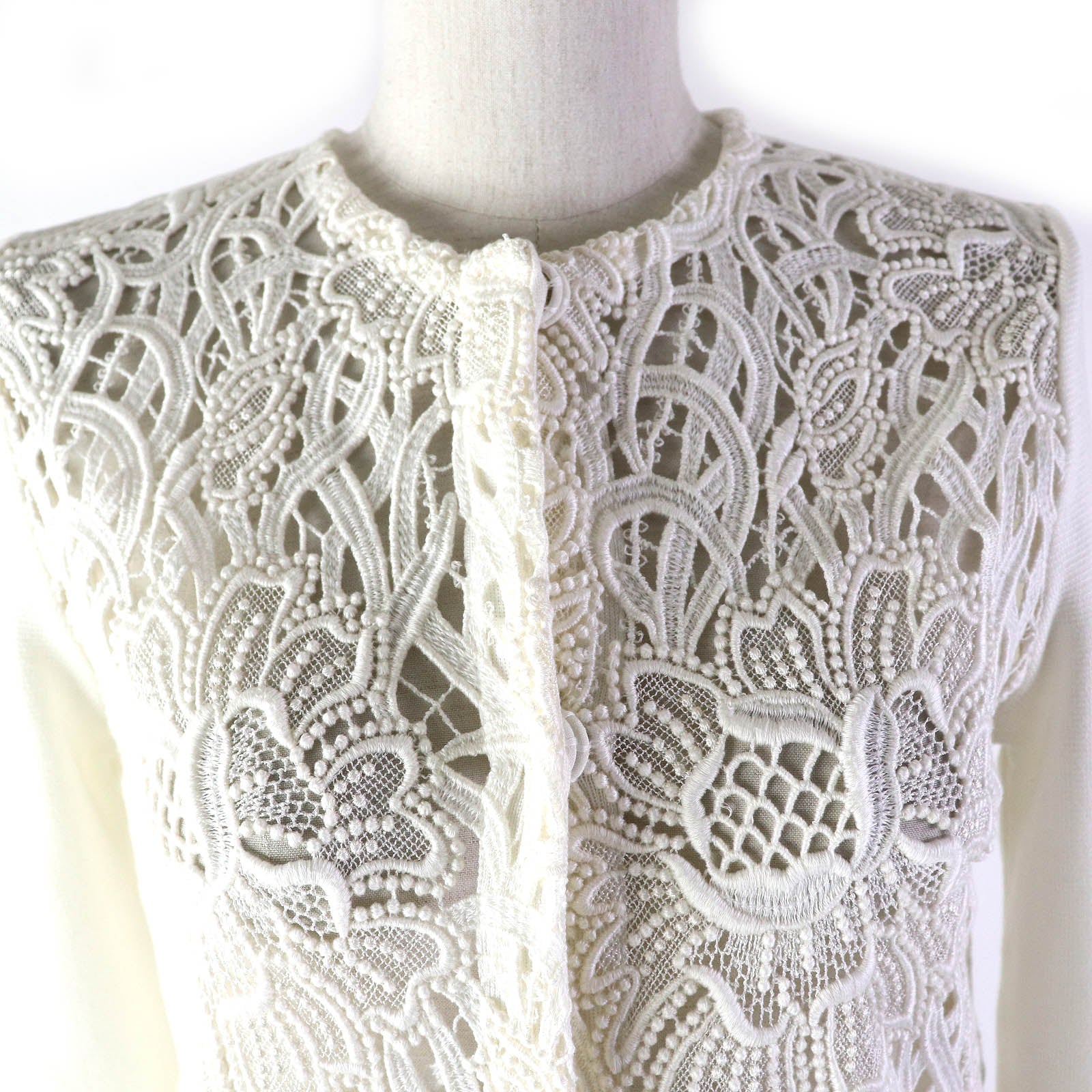 Dior Flower Lace Long Cardigan Off White