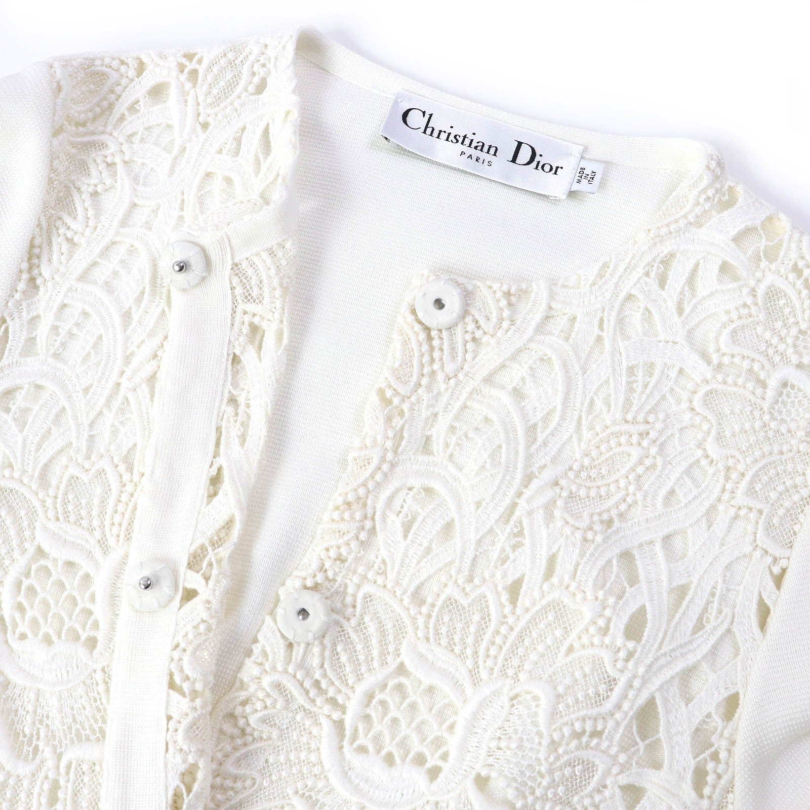 Dior Flower Lace Long Cardigan Off White