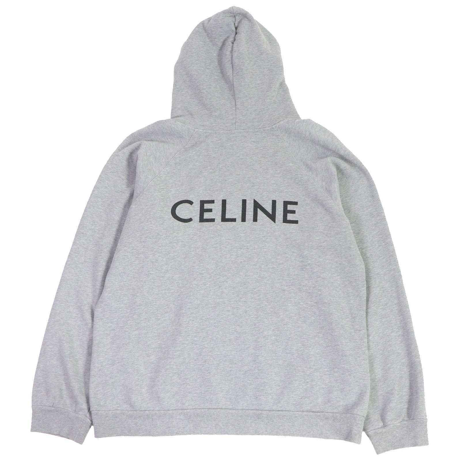 Celine Cotton Logo Print Pullover Hoodie L