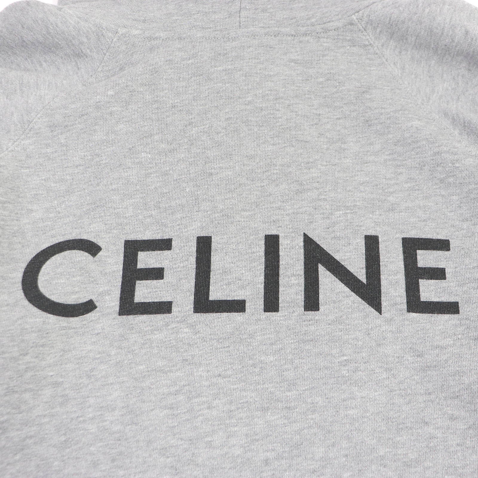 Celine Cotton Logo Print Pullover Hoodie L