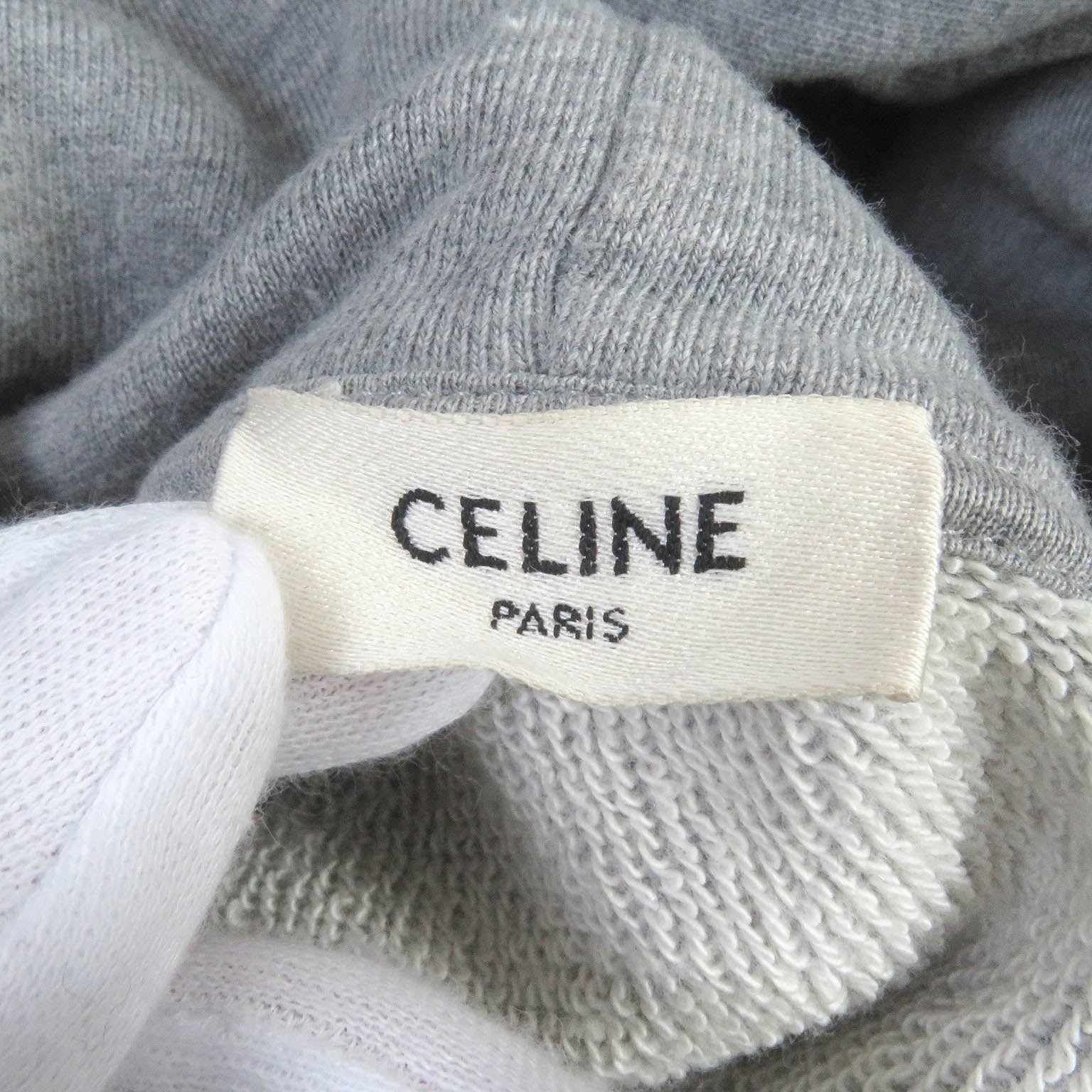 Celine Cotton Logo Print Pullover Hoodie L