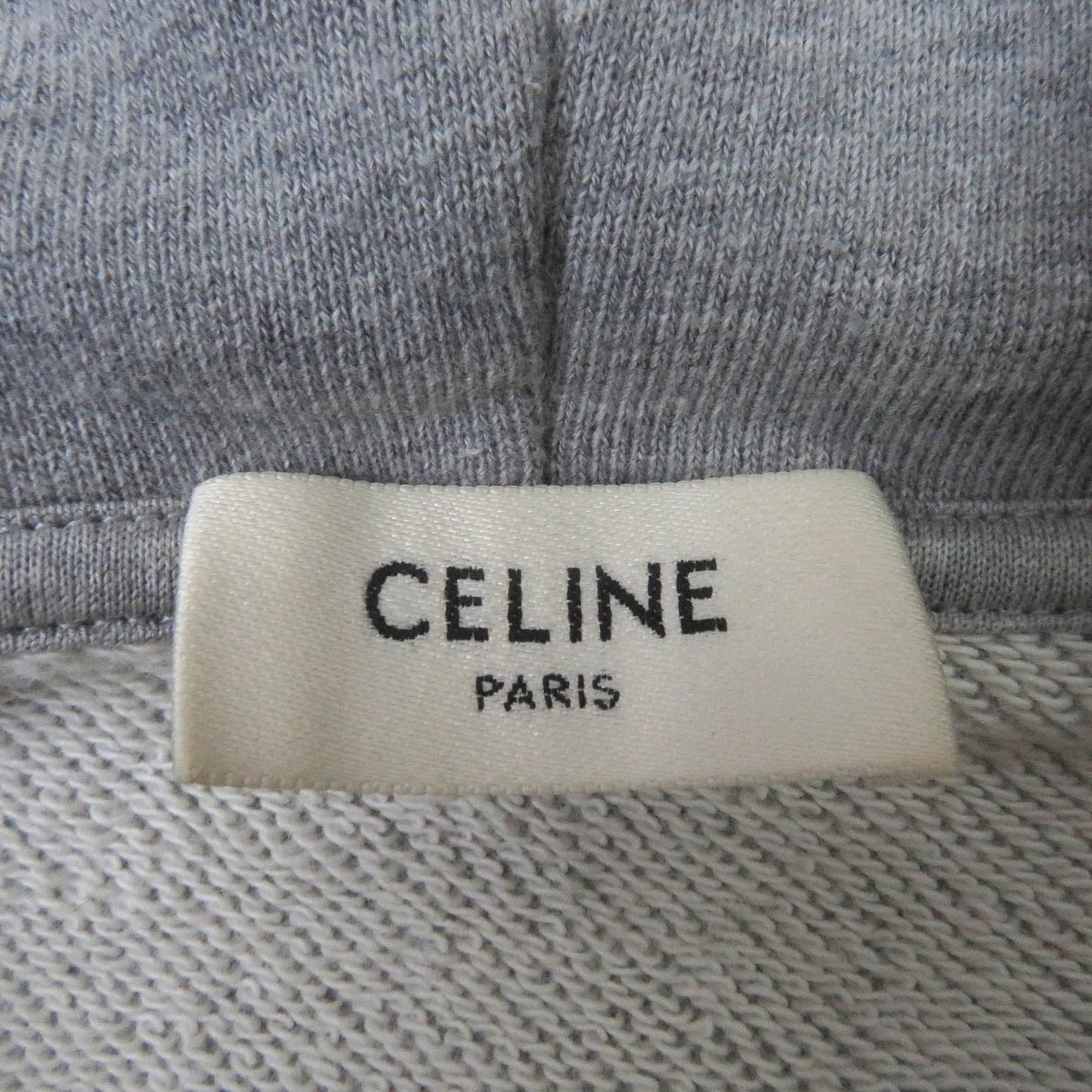 CELINE Cotton Studded Logo Hoodie Gray S