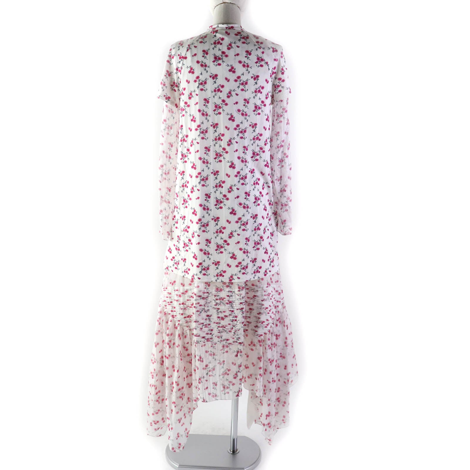 Loewe Cotton Silk Choker Neck Floral Long Dress