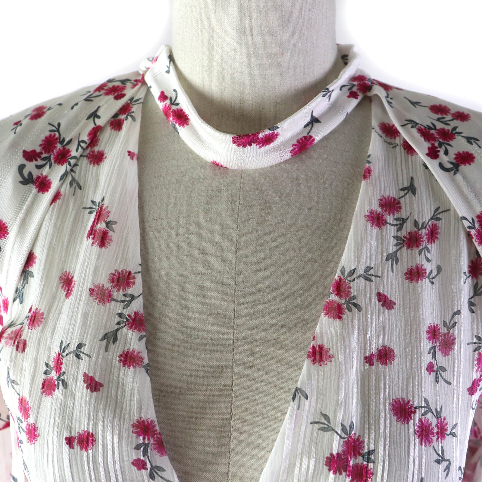 Loewe Cotton Silk Choker Neck Floral Long Dress