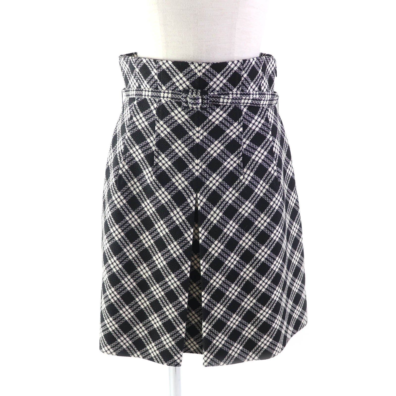 Dior Wool Silk Check Pleated Skirt with Belt