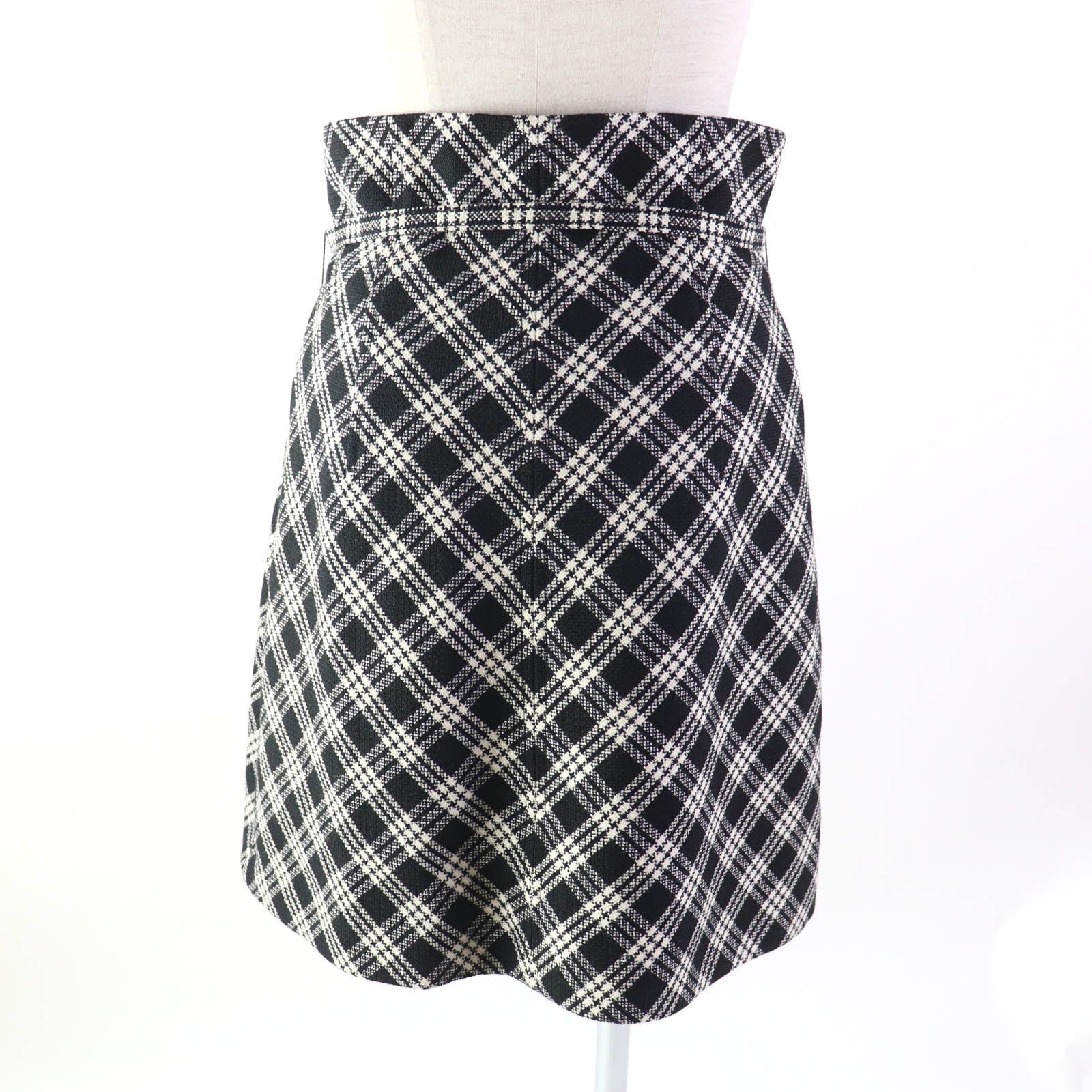 Dior Wool Silk Check Pleated Skirt with Belt