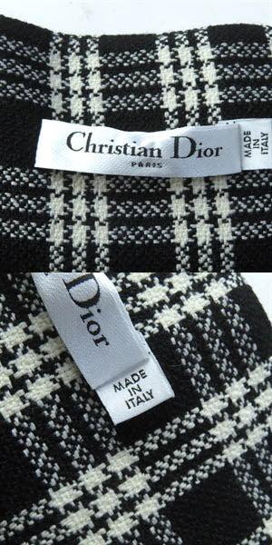 Dior Wool Silk Check Pleated Skirt with Belt