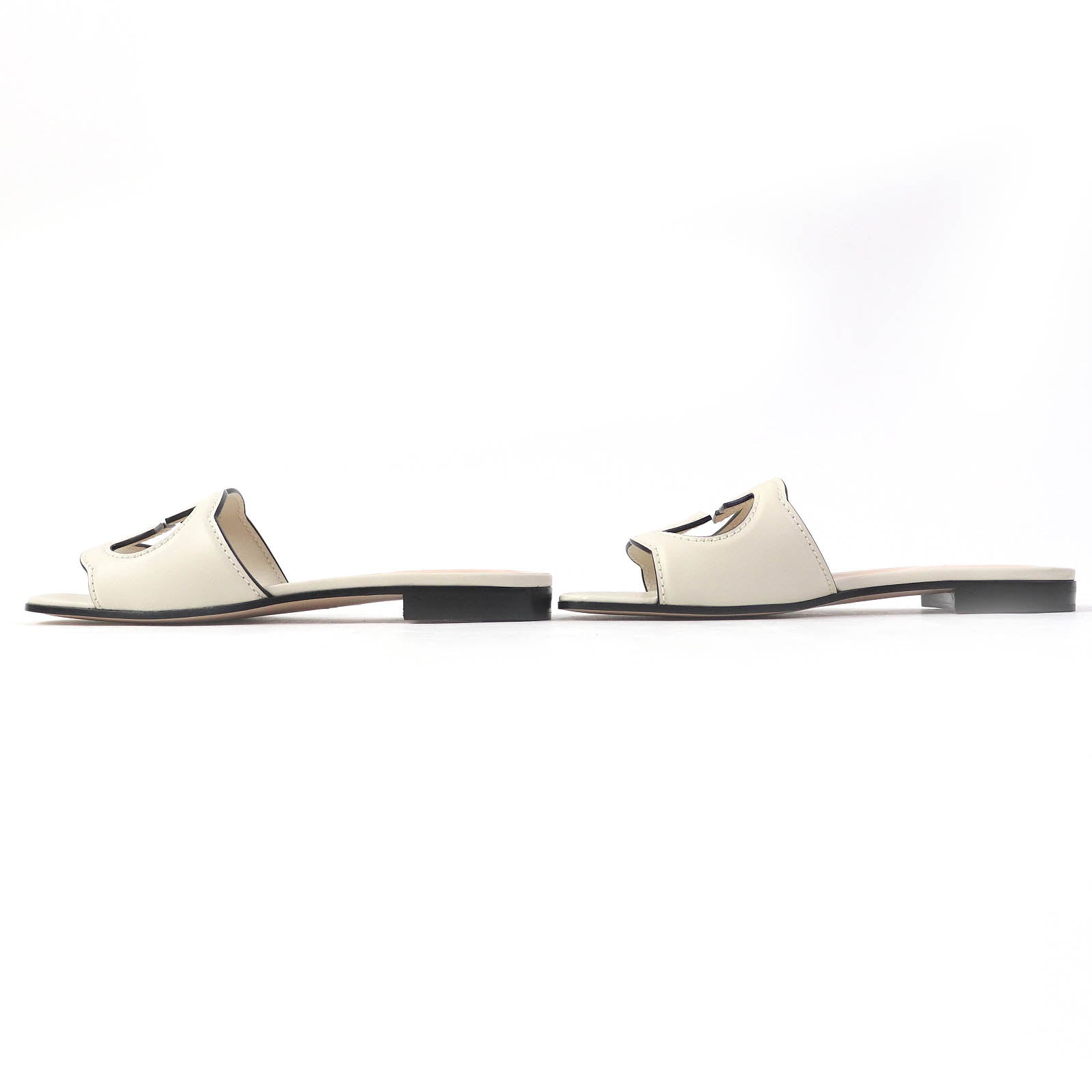 Gucci Leather Slide Sandals 36 Ivory