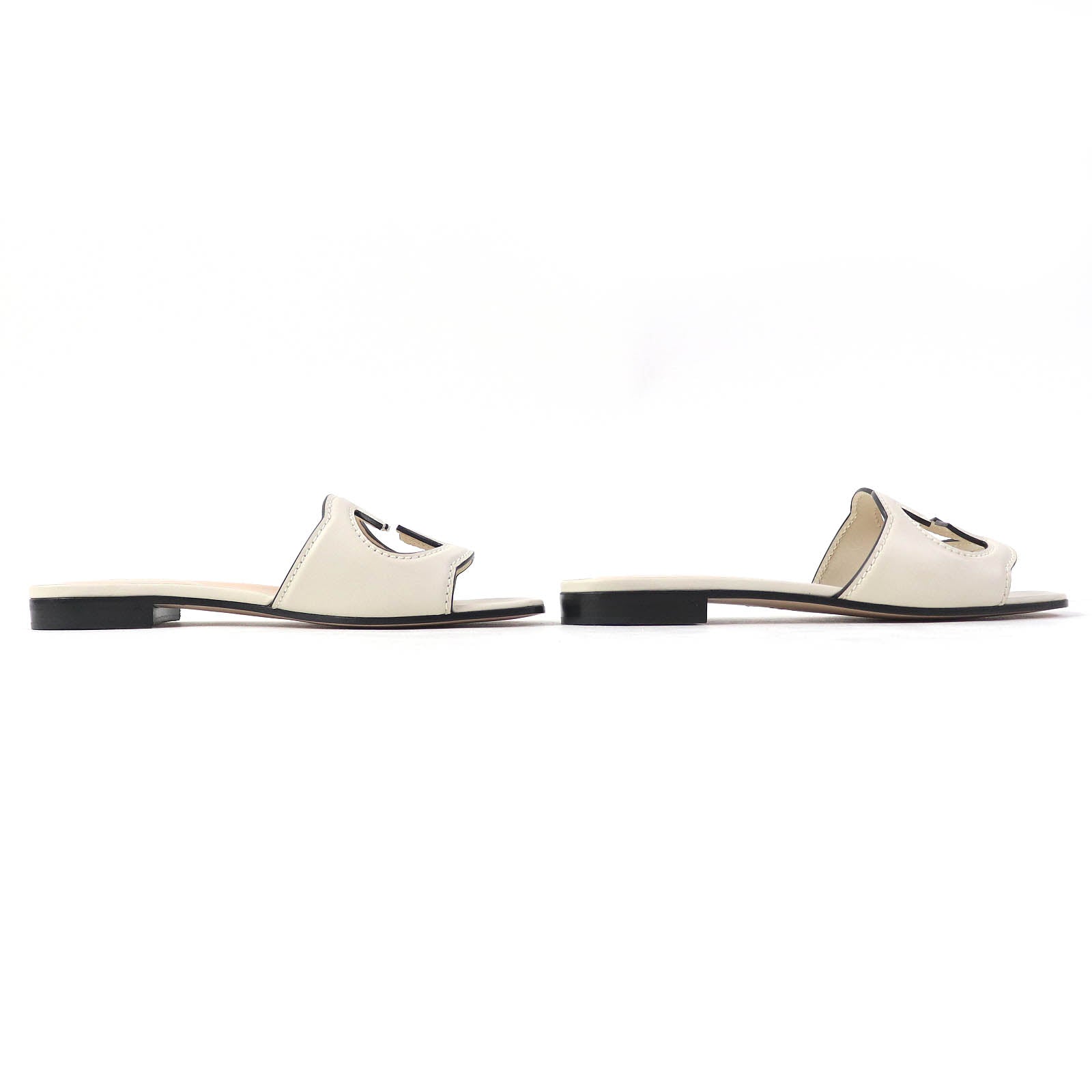 Gucci Leather Slide Sandals 36 Ivory