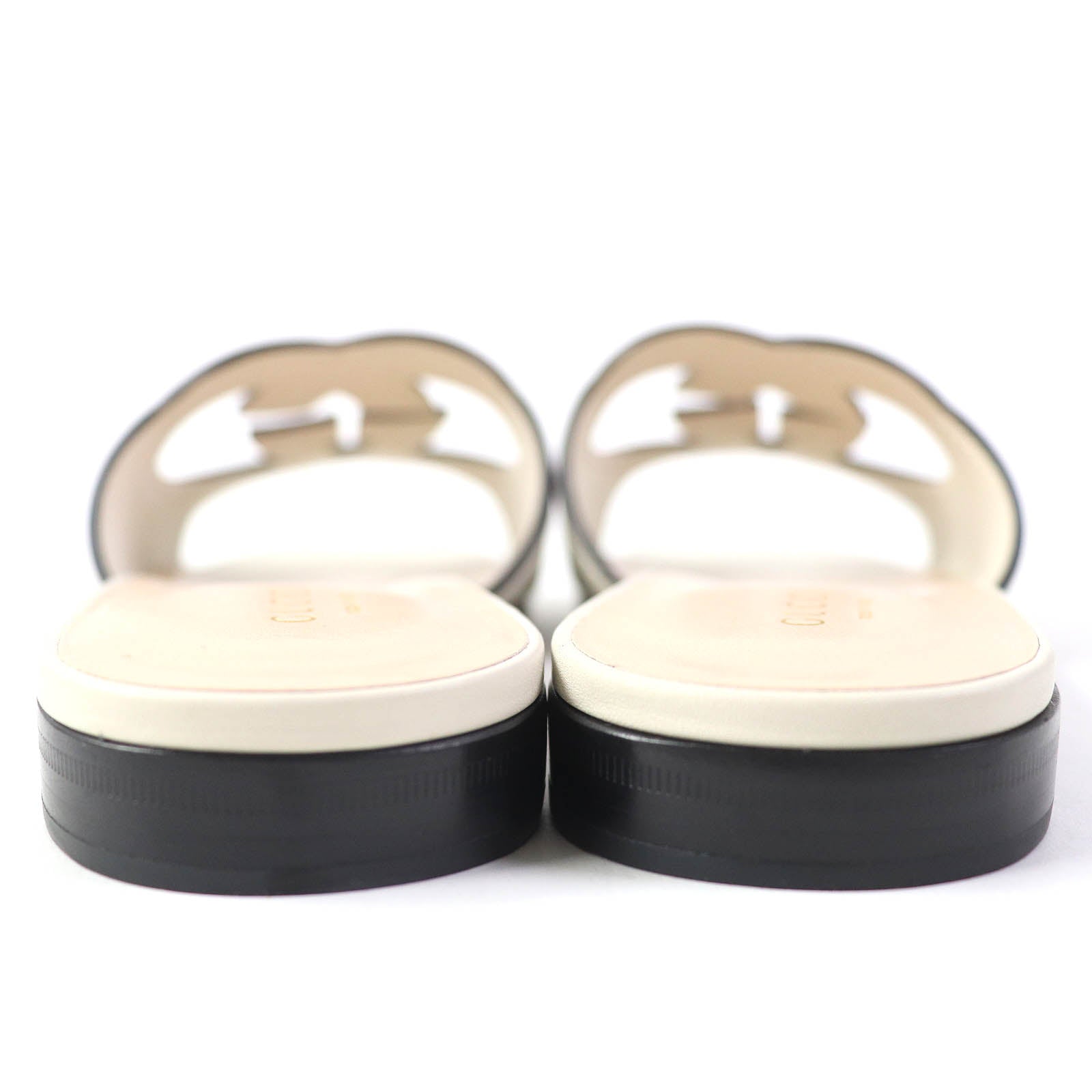 Gucci Leather Slide Sandals 36 Ivory