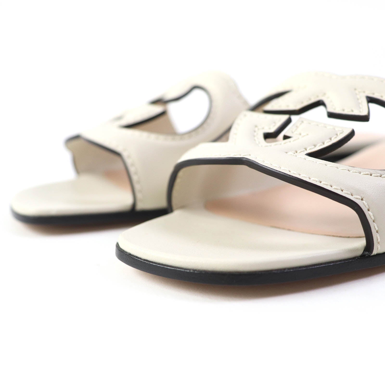 Gucci Leather Slide Sandals 36 Ivory