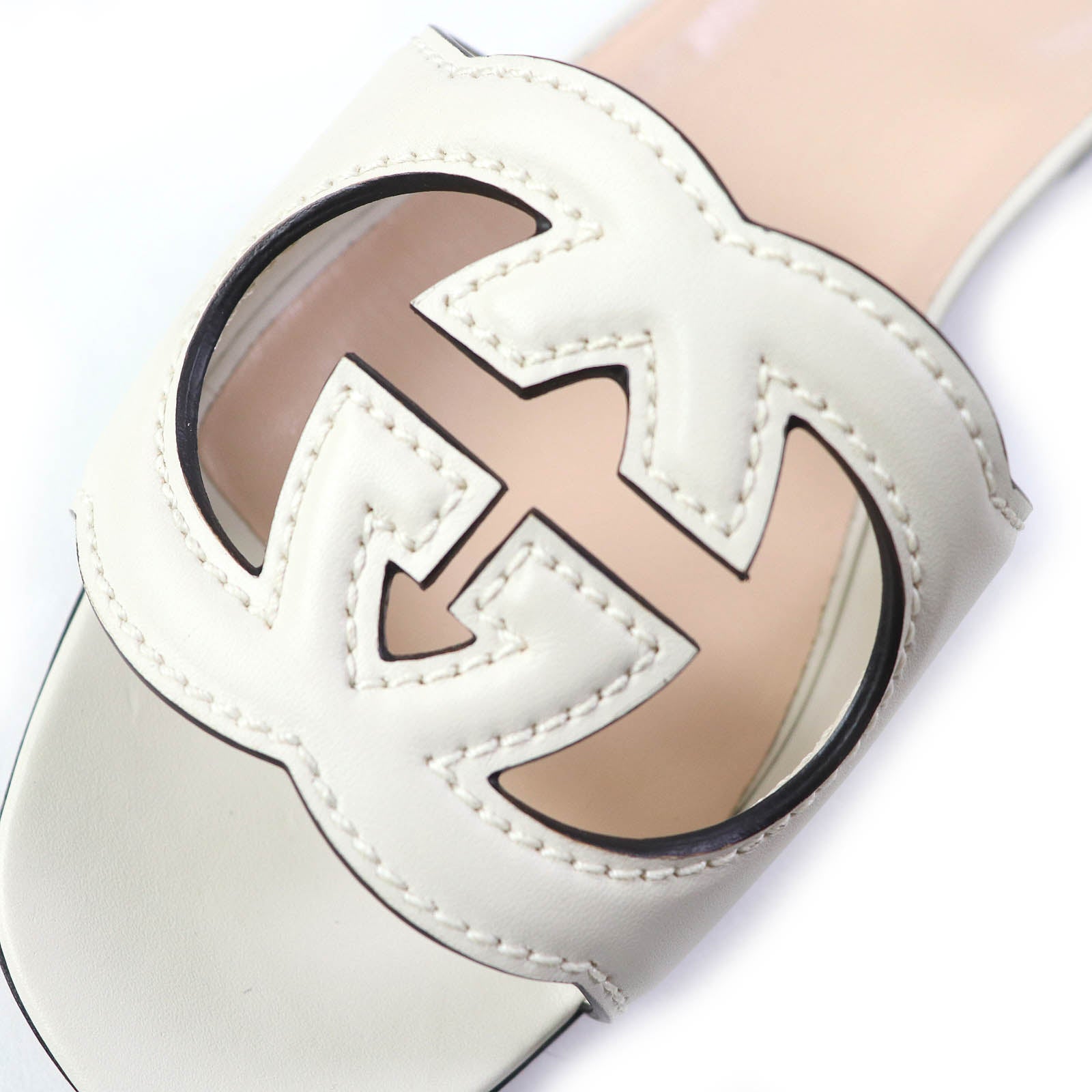 Gucci Leather Slide Sandals 36 Ivory