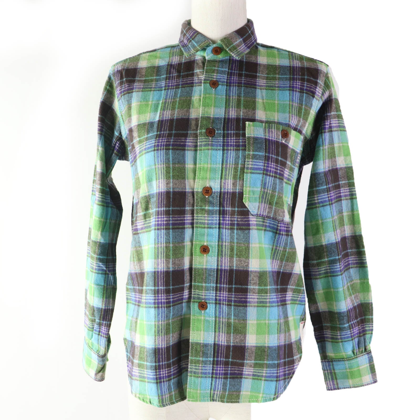 COMME des GARCONS Check Flannel Shirt Green S