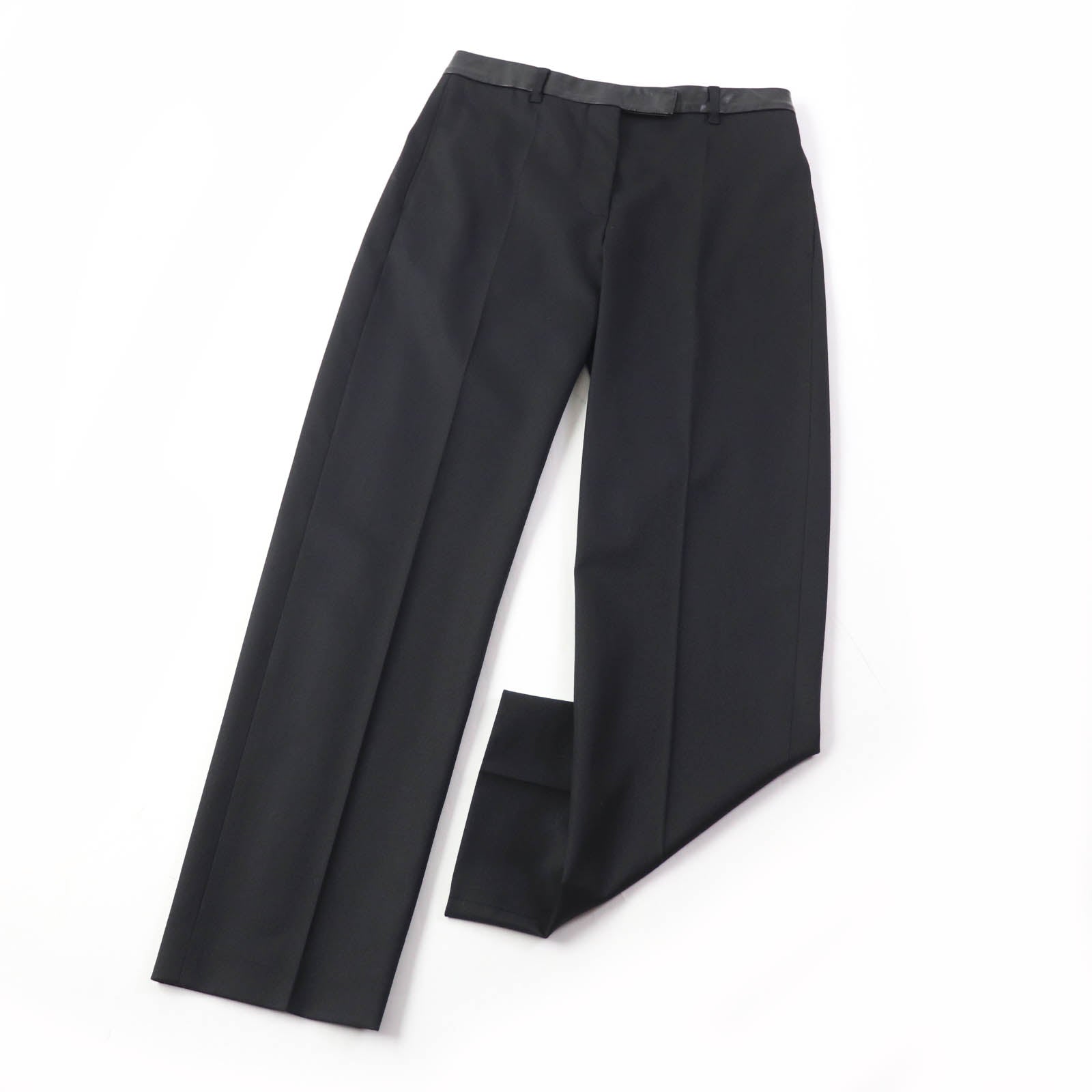 Valentino Wool Leather Pants Black 40 Women