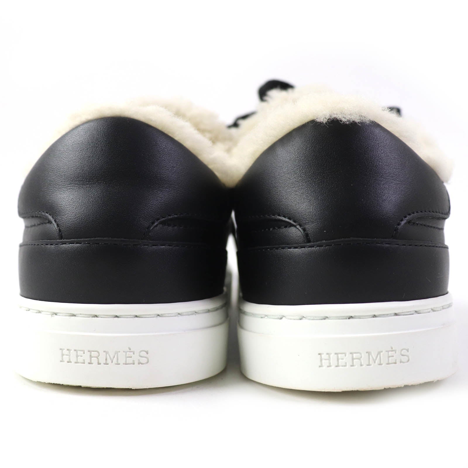 Hermes Kelly Buckle Sheepskin Sneakers Black